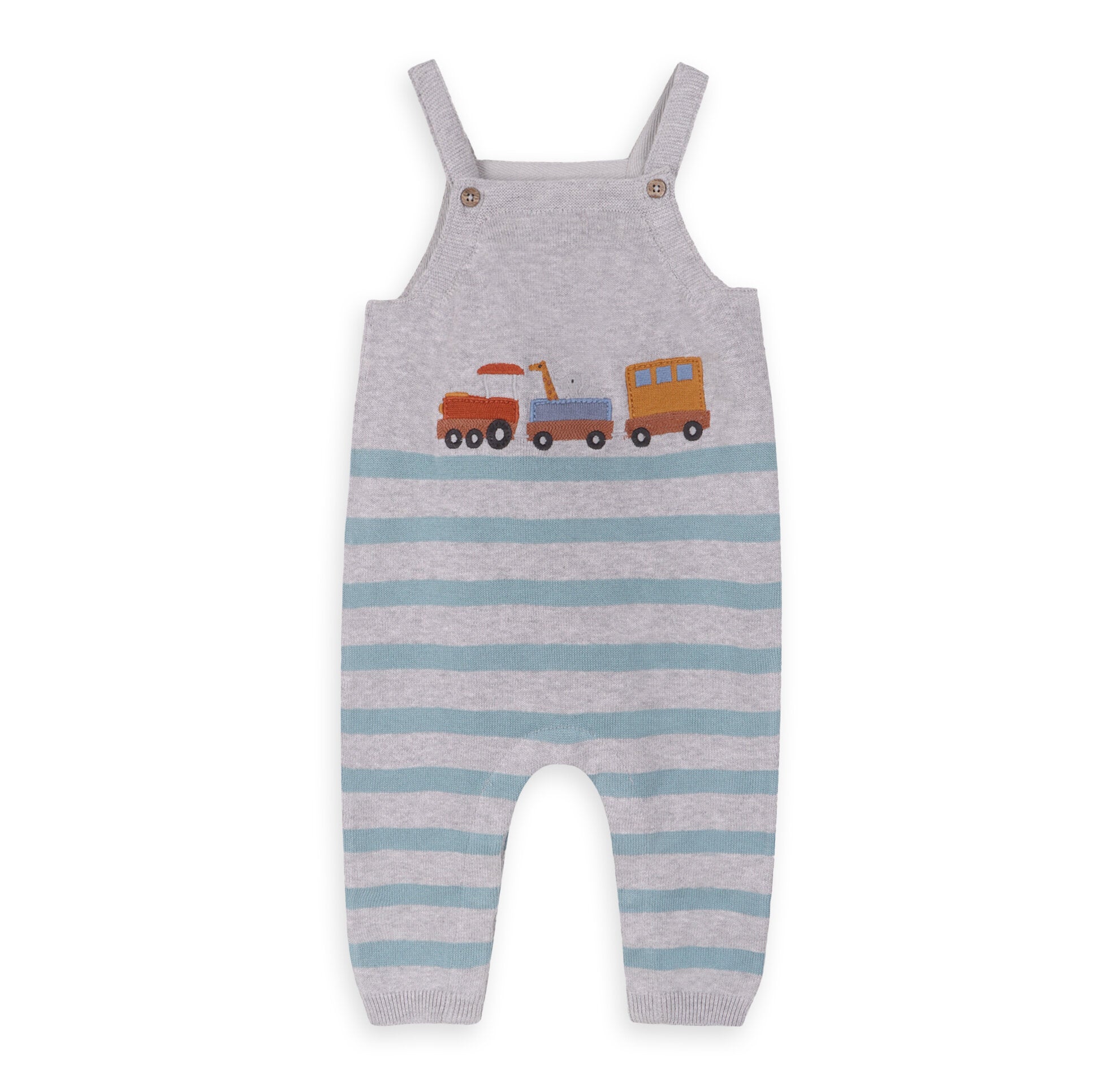 organic cotton embroidered train overalls