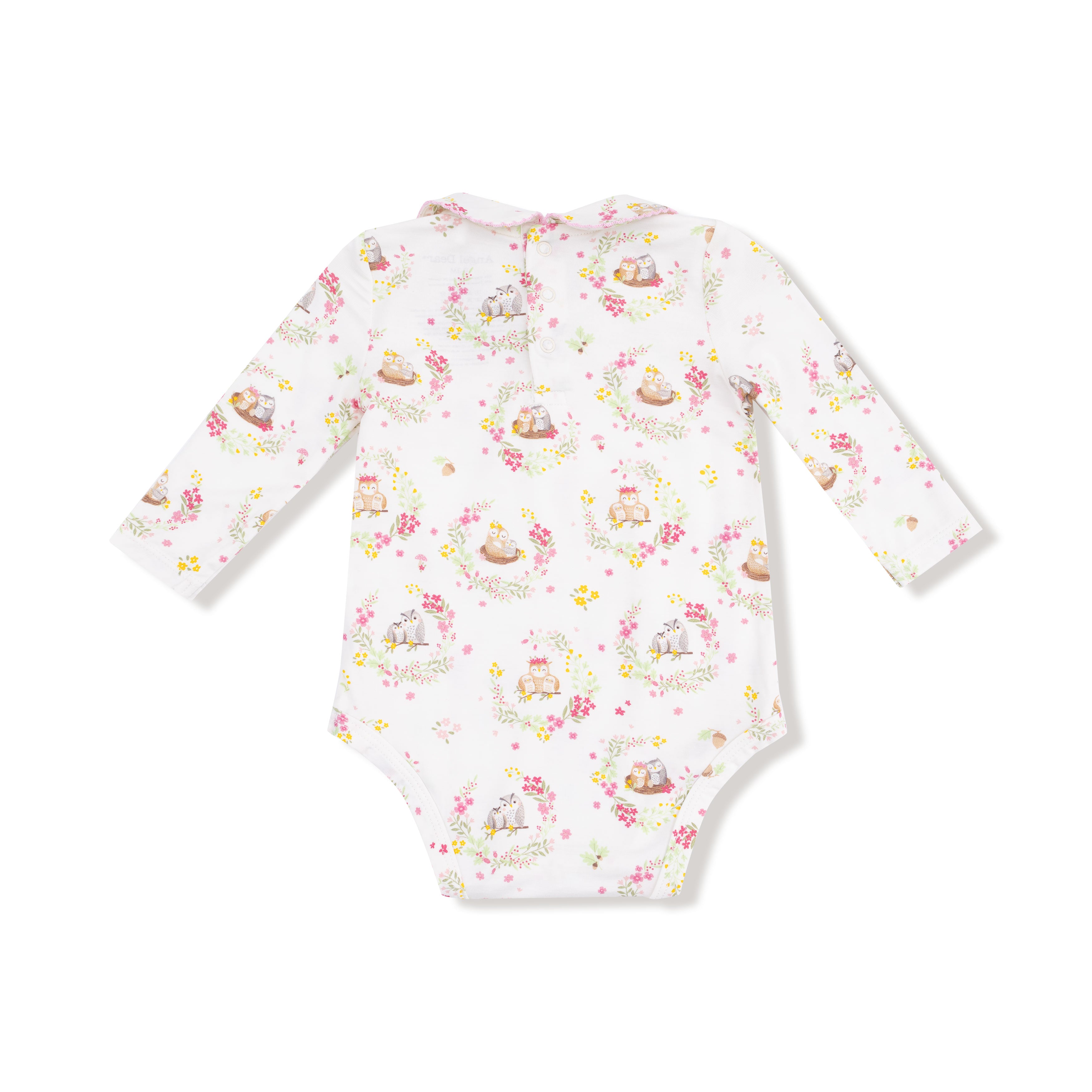 owl print long sleeve onesie for baby girl