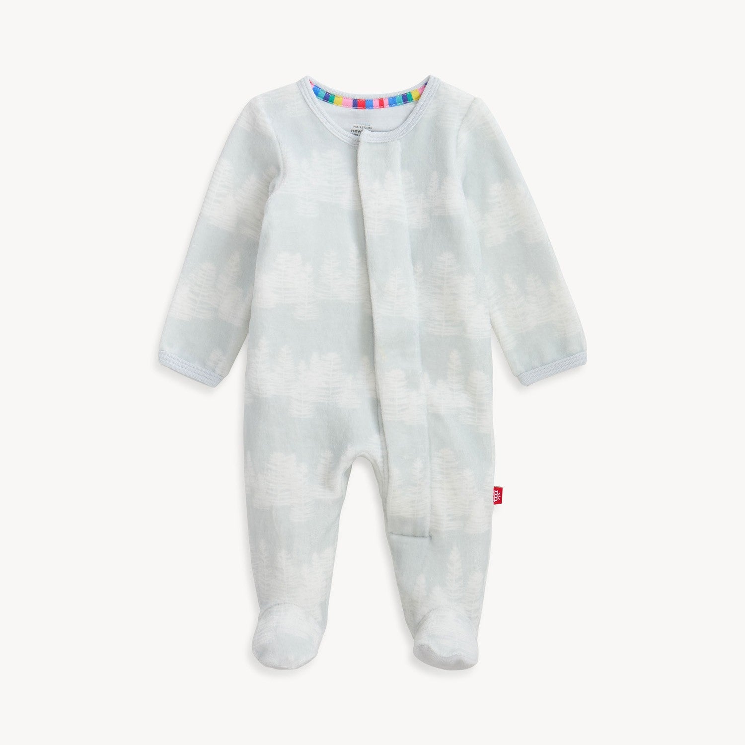 pale blue birch trees velour footed pajama
