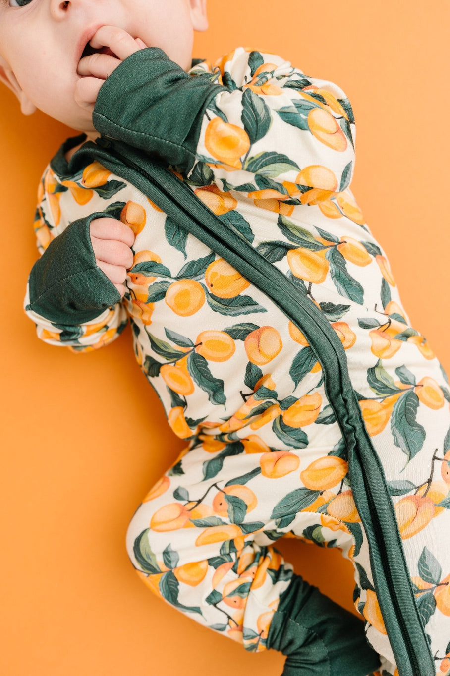 peach print bamboo baby sleeper