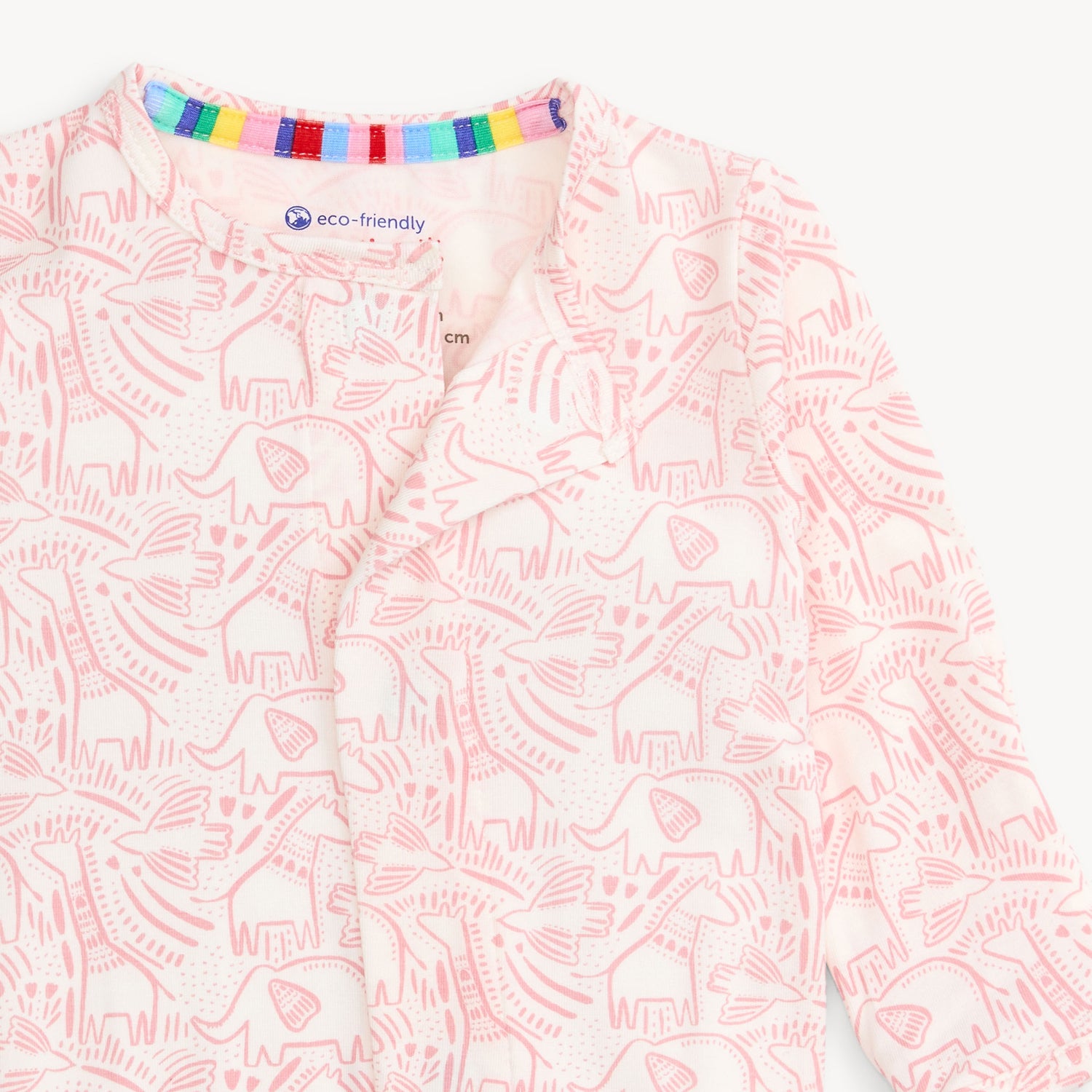 pink birds feather footie detail