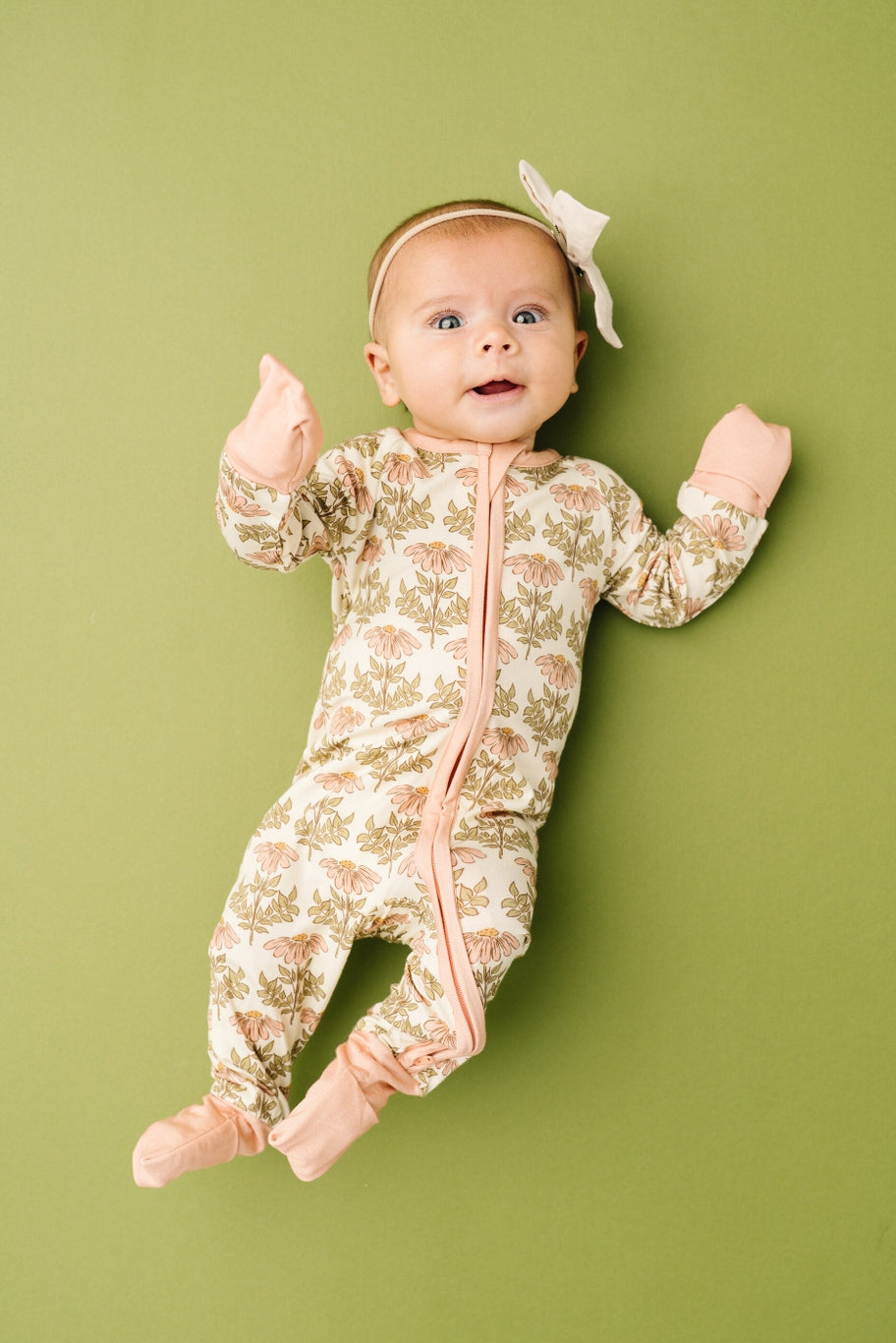 pink daisy convertible footie baby