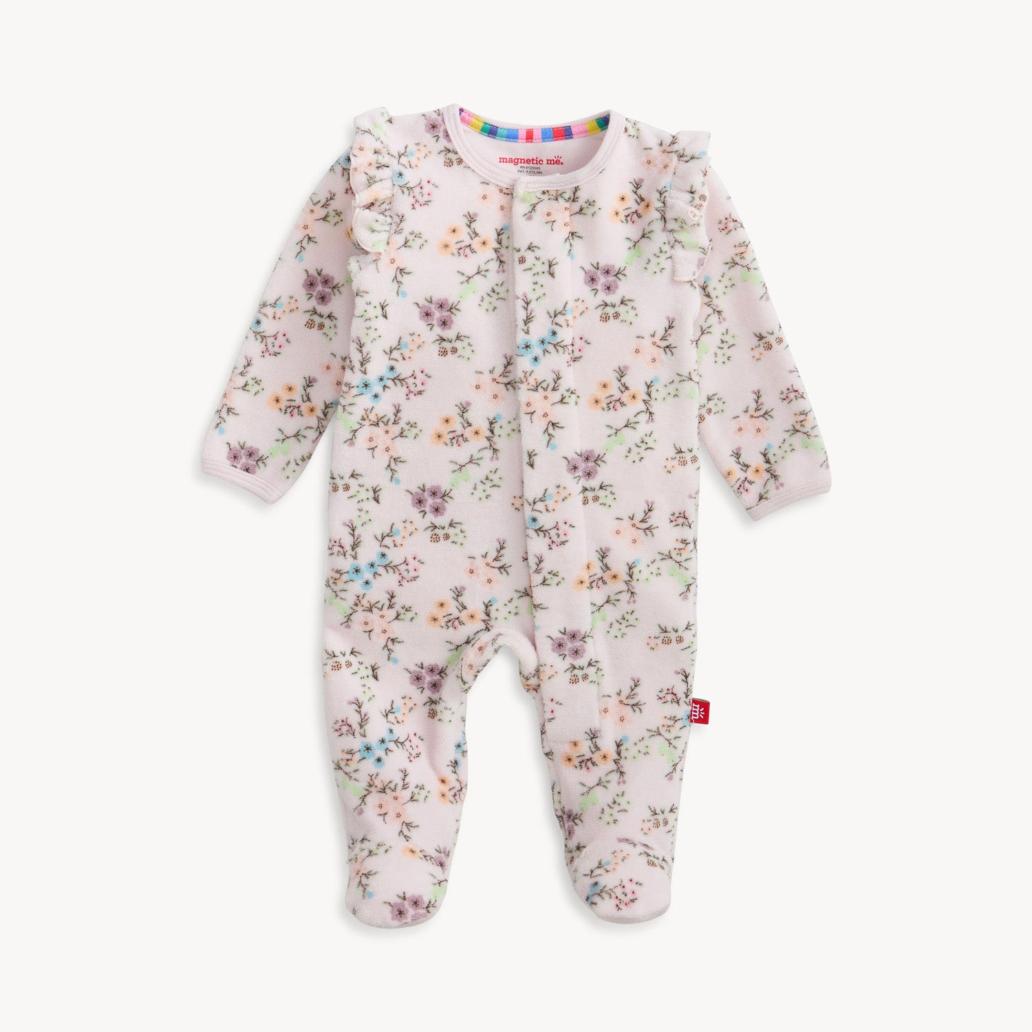 pink floral velour footie 1