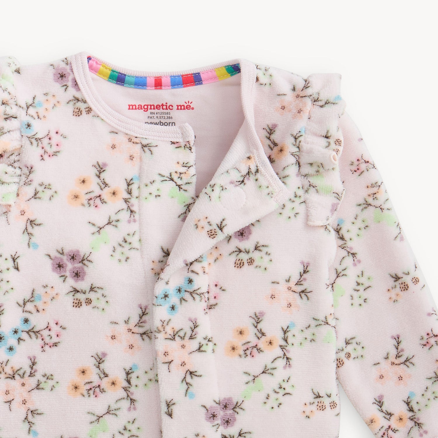 pink floral velour footie 2
