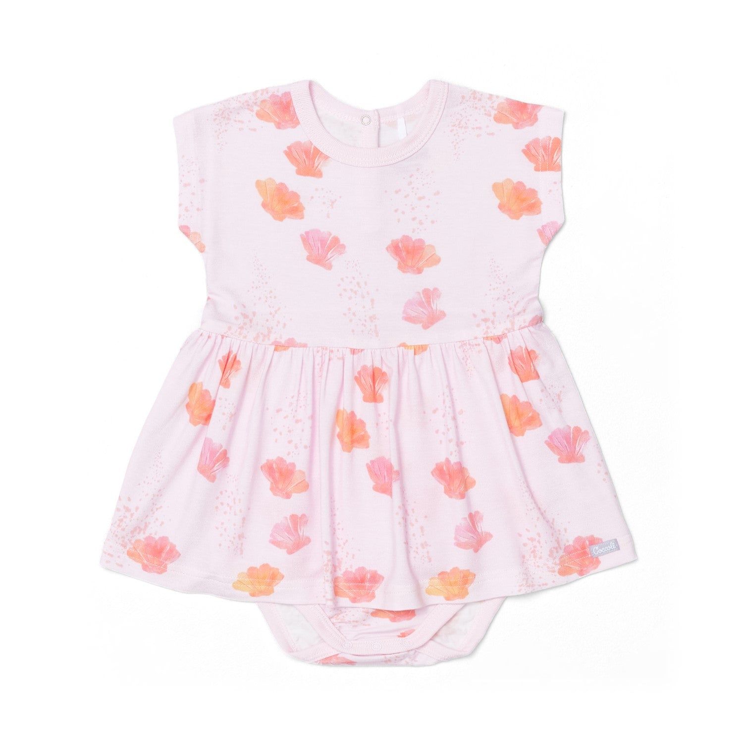 pink seashells skirted romper