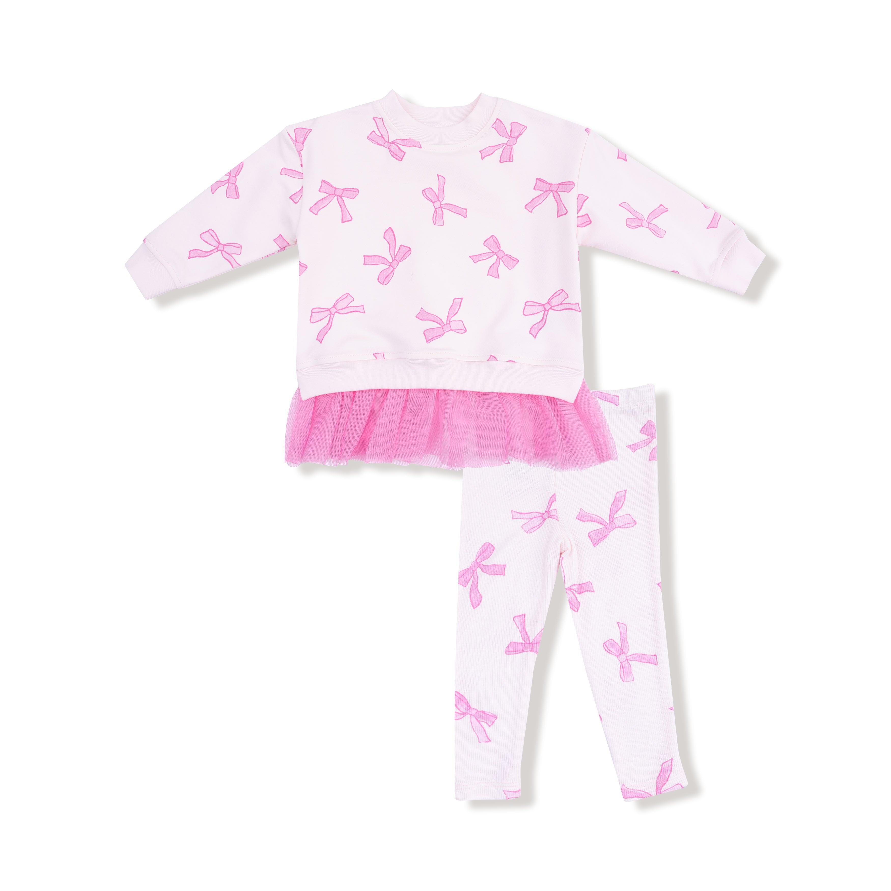 pink bow toddler two piece set