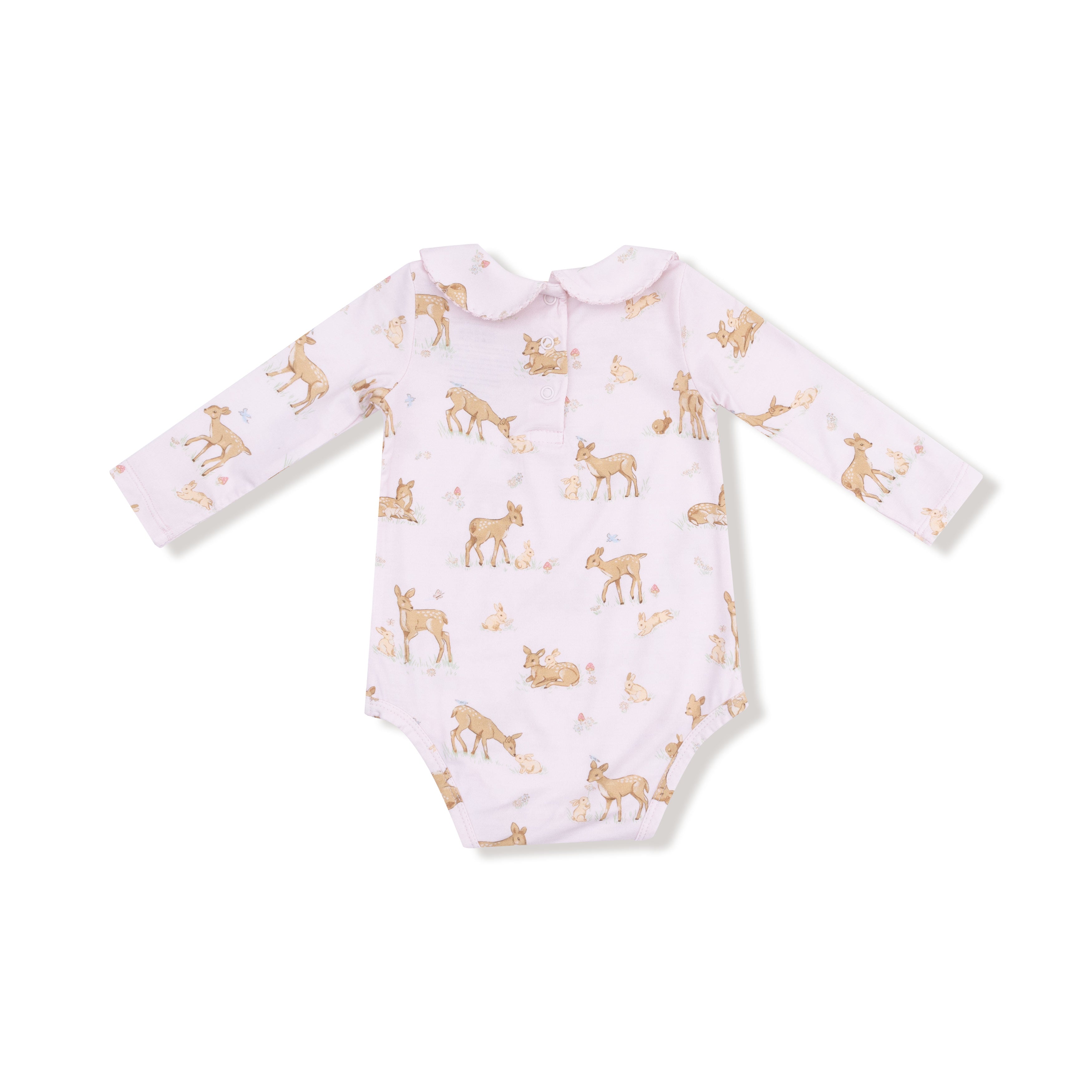 pink deer long sleeve onesie for baby girl