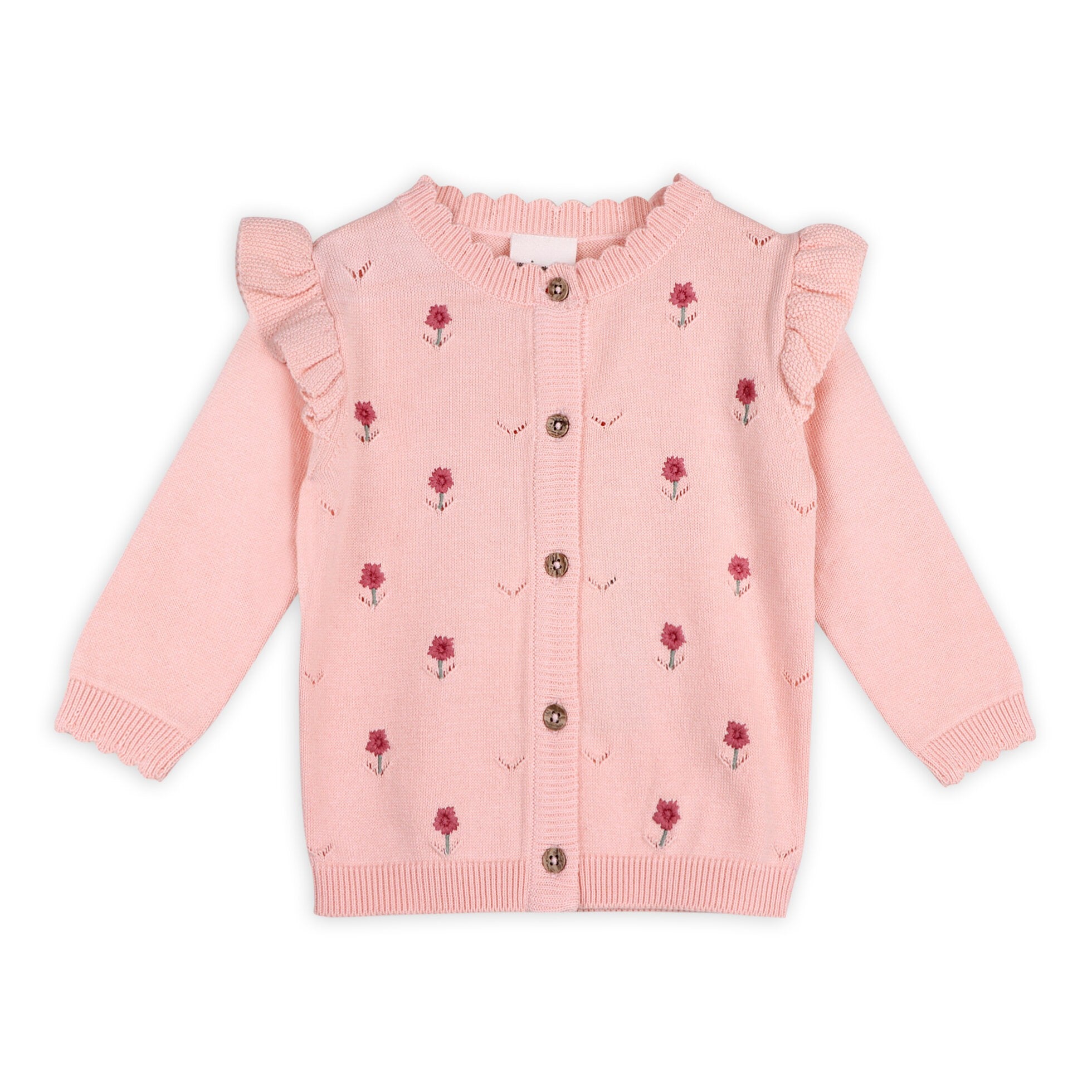 pink floral organic cotton cardigan for baby girl