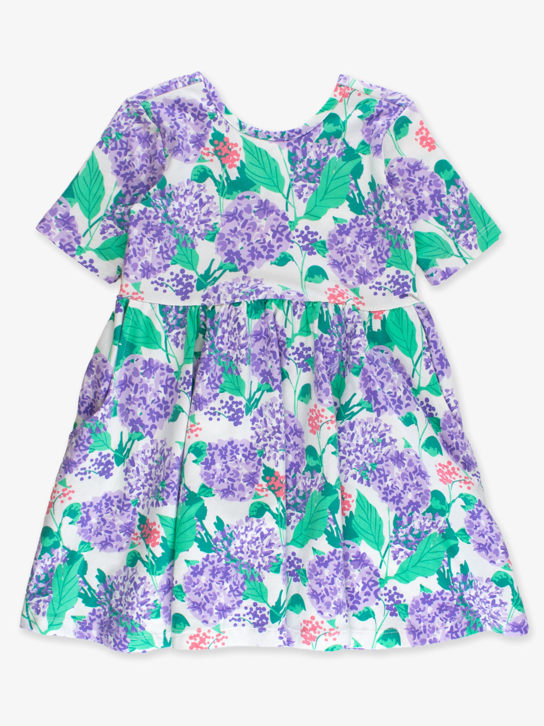 purple hydrangea twirl dress