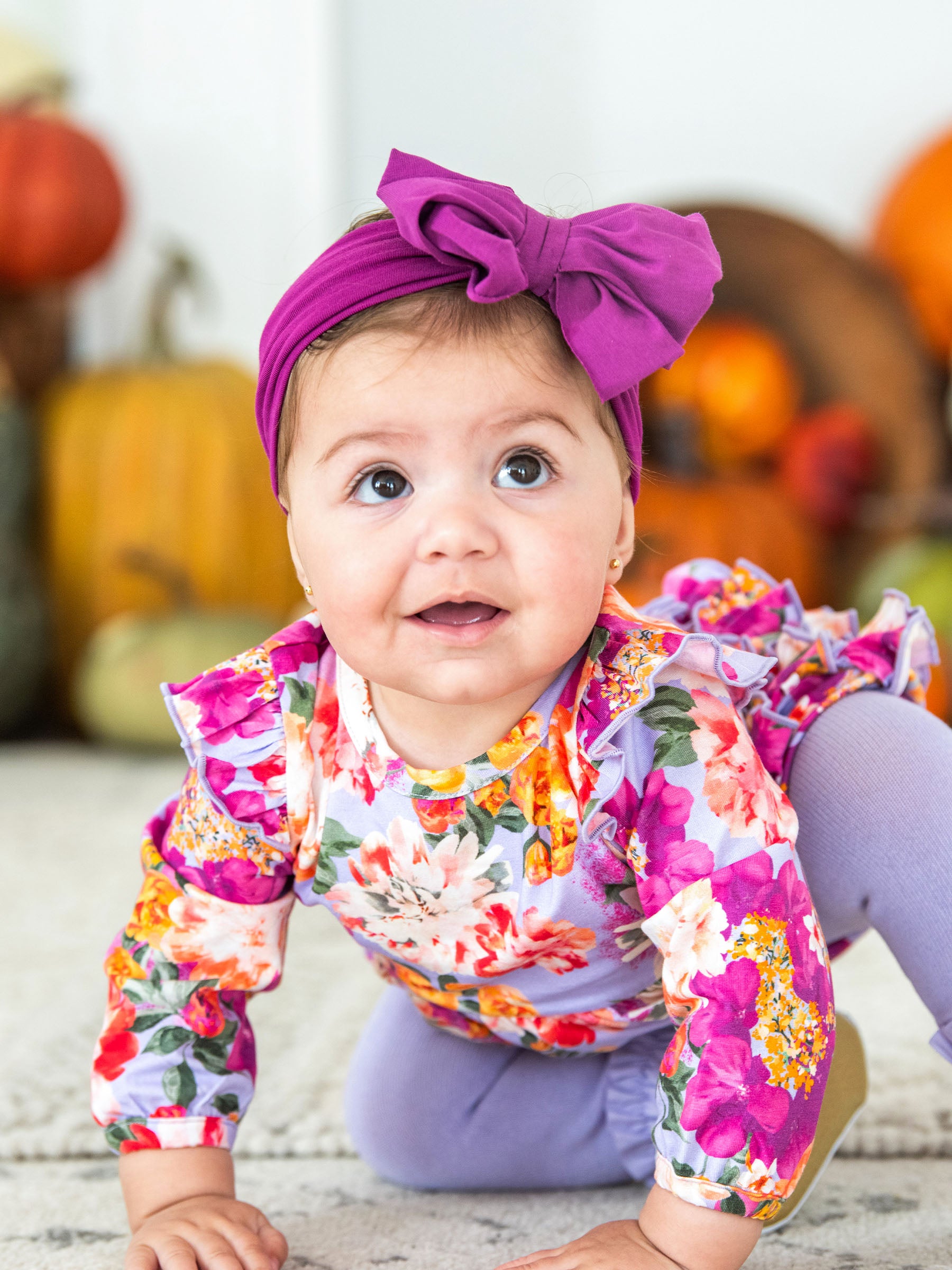 purple floral baby bubble for fall