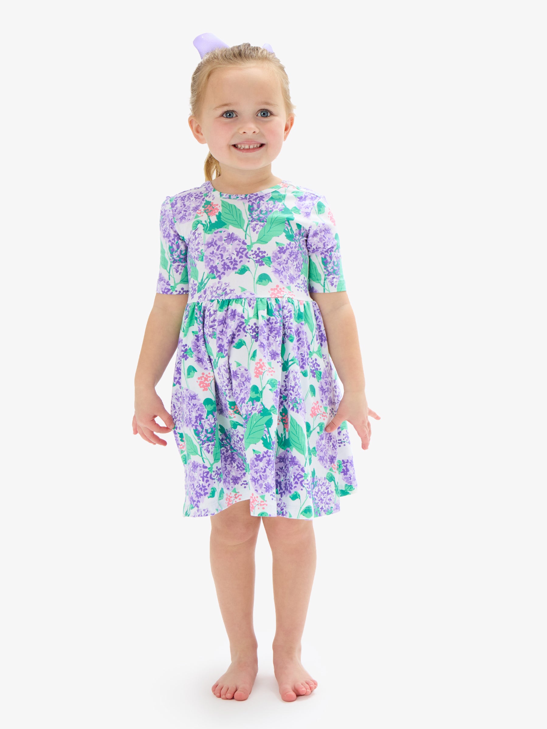 purple hydrangea twirl dress for girls