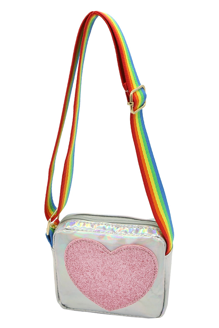 rainbow strap heart kids purse