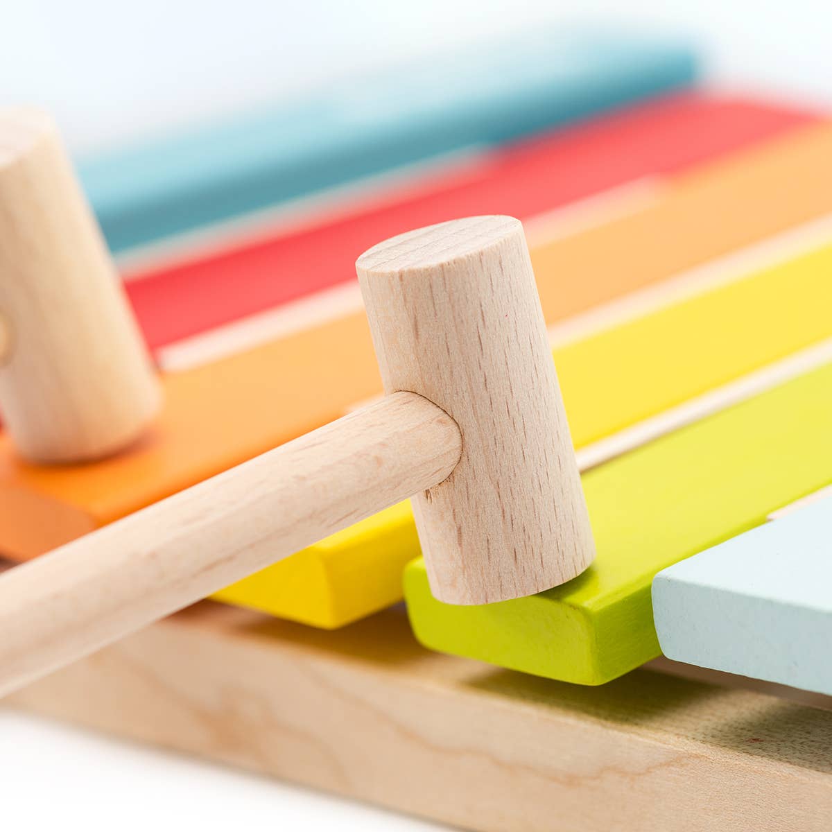 rainbow wood toy xylophone hammer