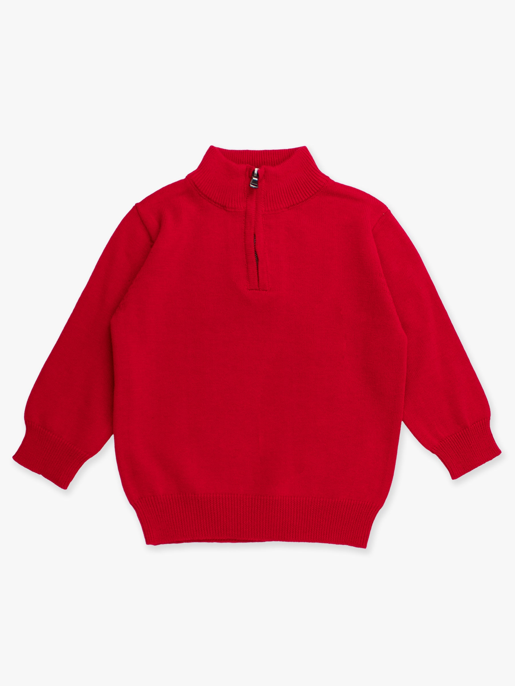 red quarter zip sweater 1