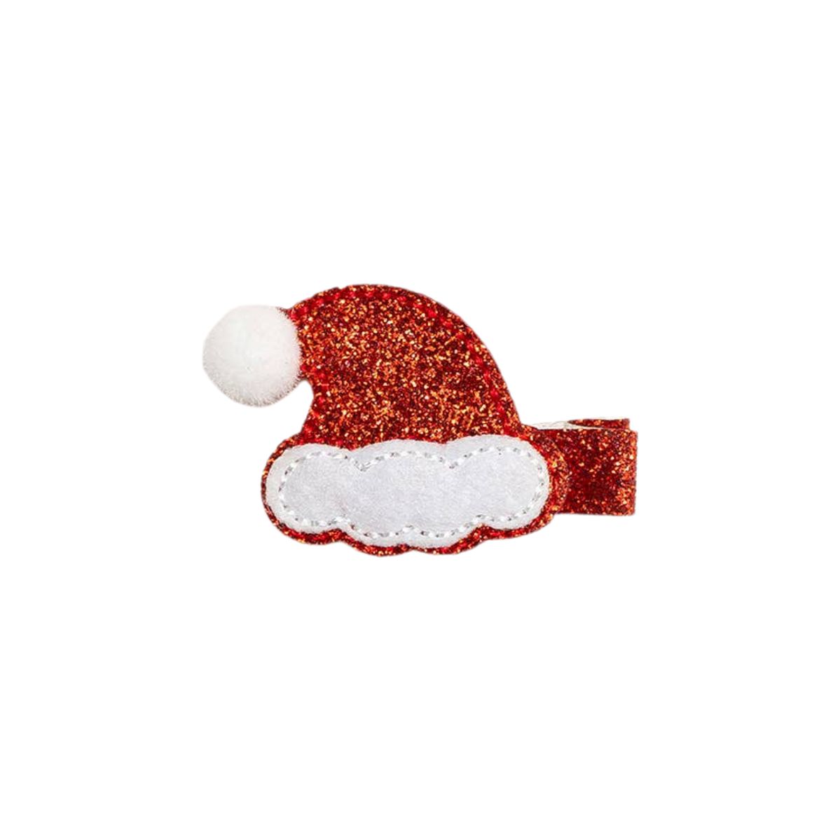 red glitter santa hat hair clip
