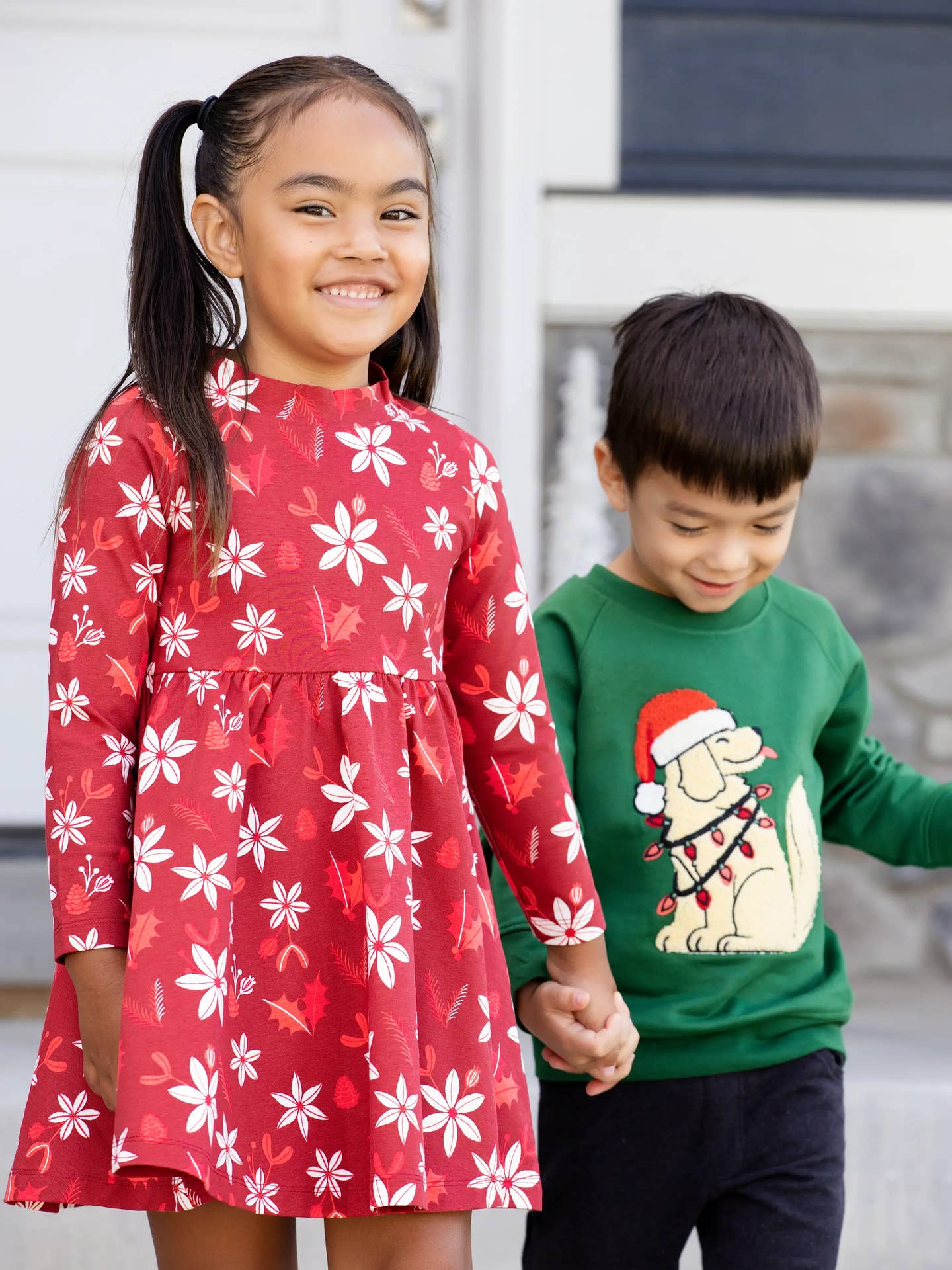 red mock neck toddler girl dress