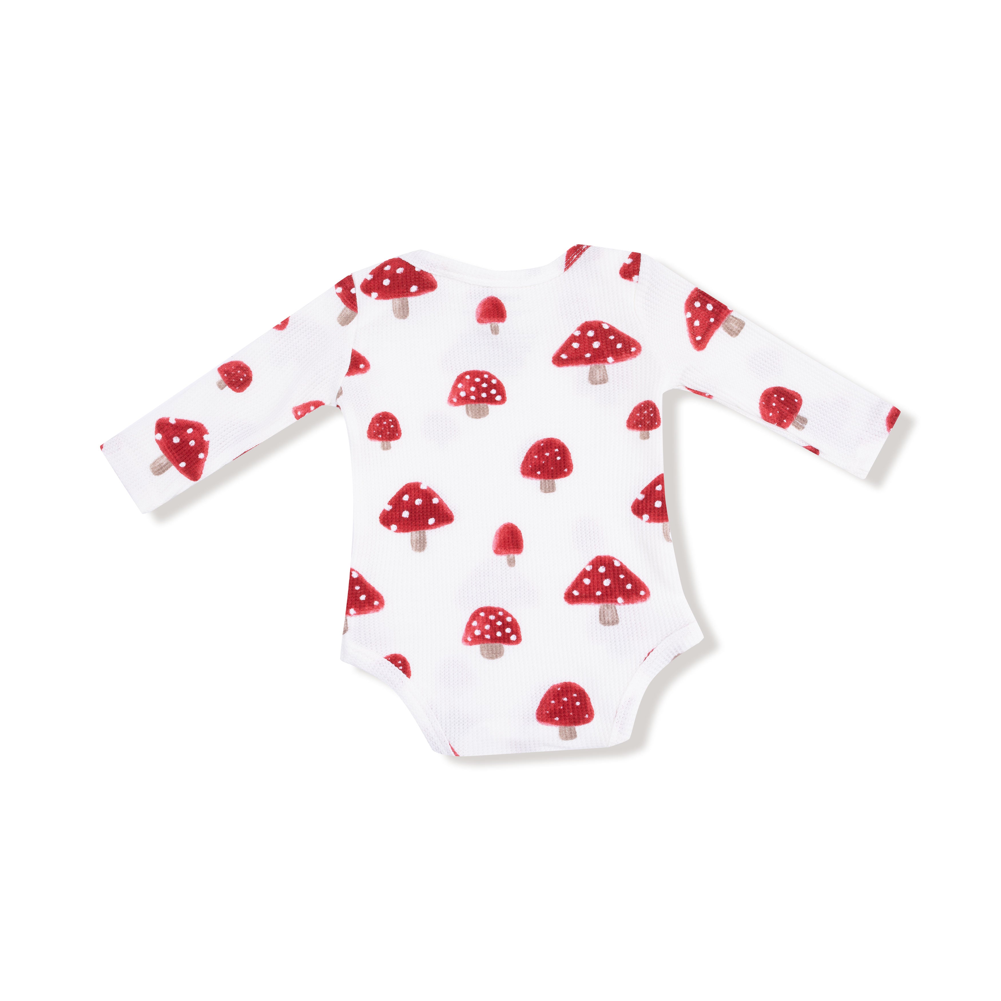 red mushroom cap onesie for baby