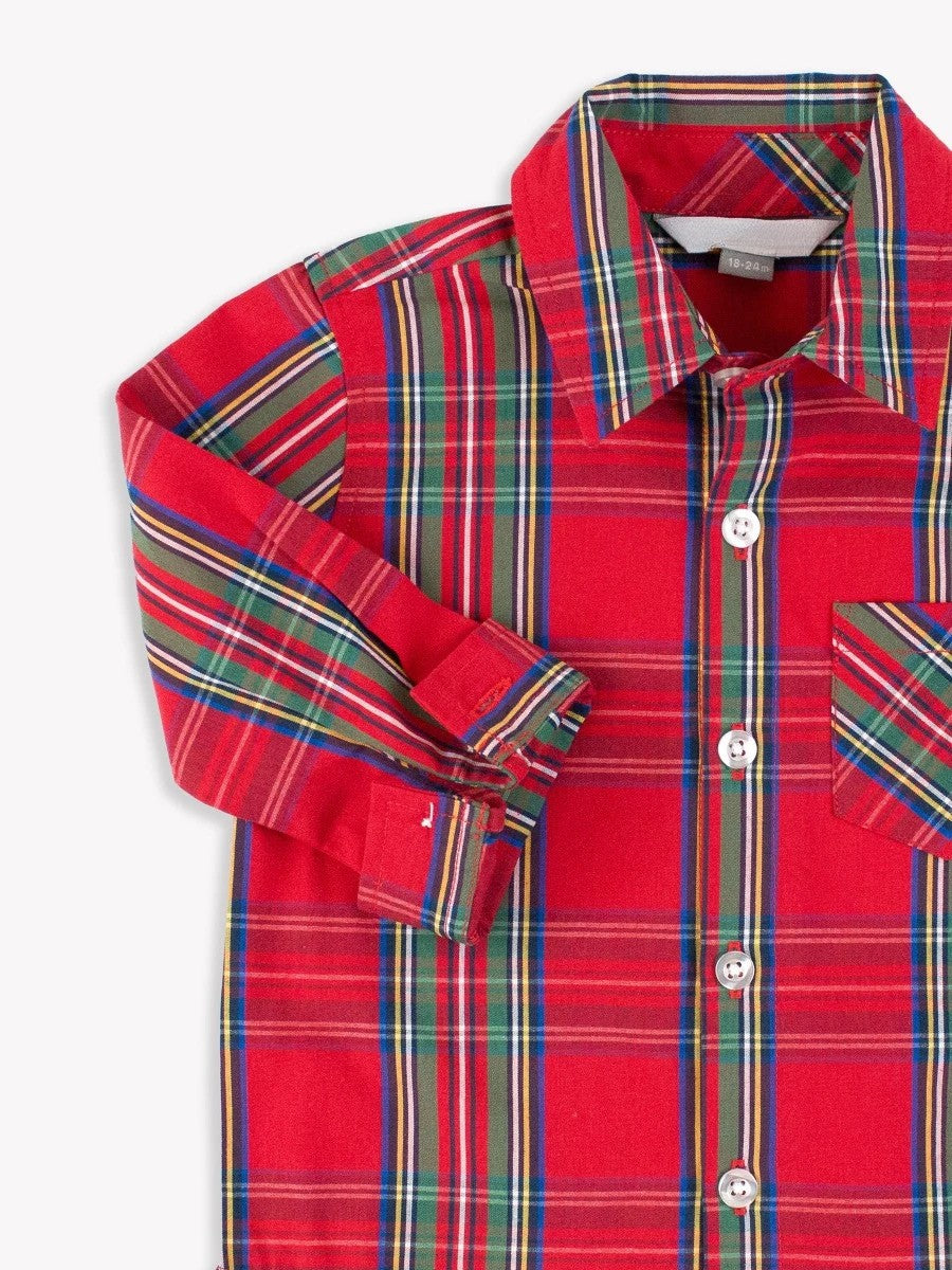 red plaid button down long sleeve for boys