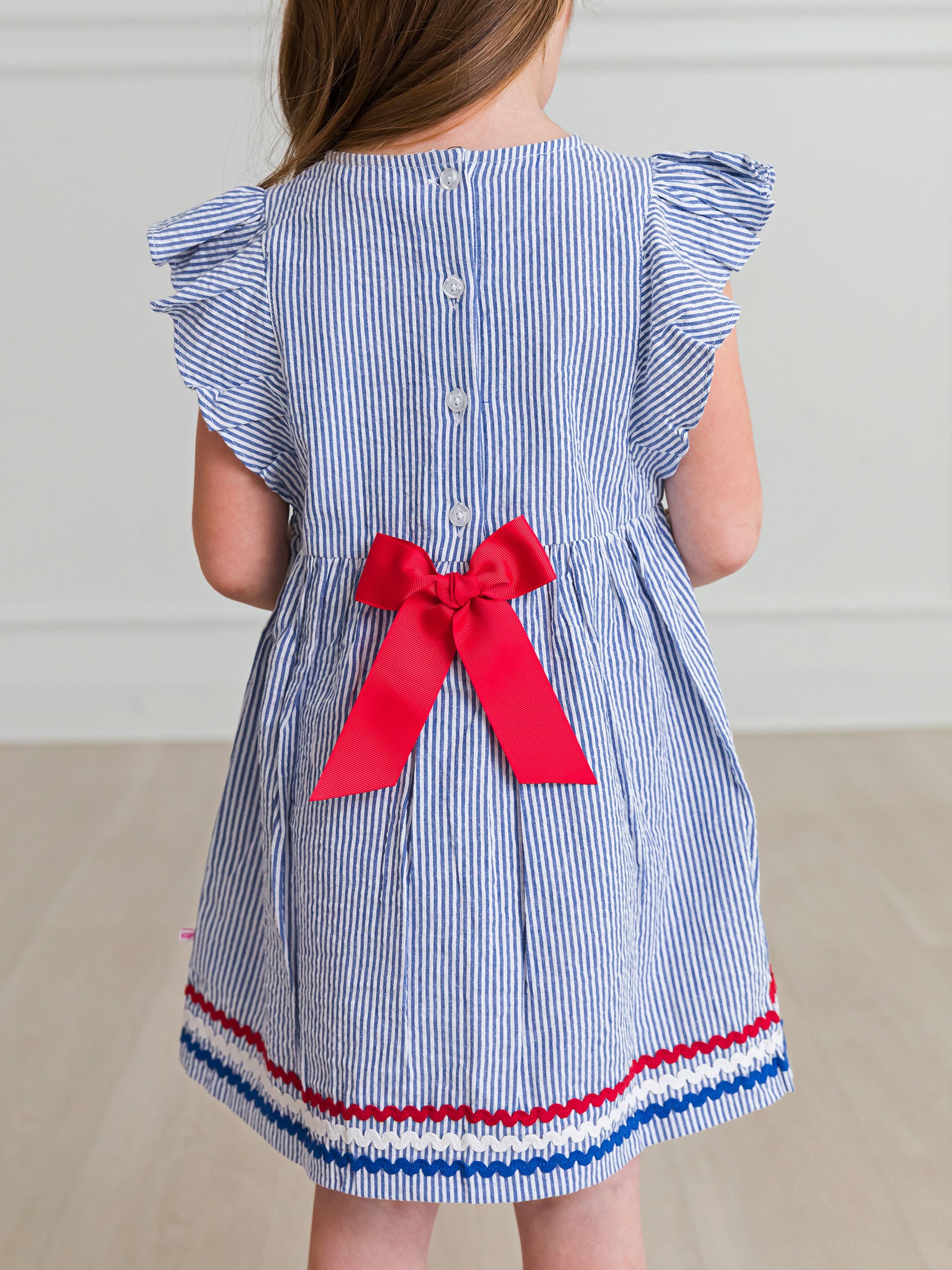 red white and blue cotton dress for toddler girls