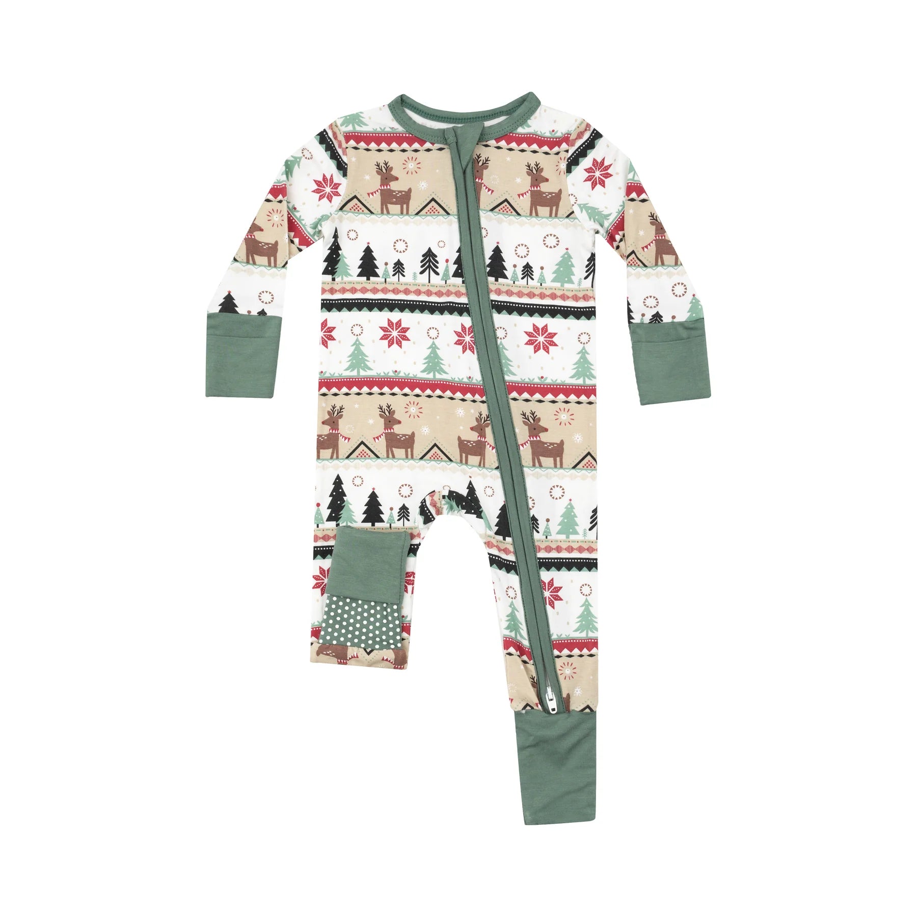 reindeer printed baby footie