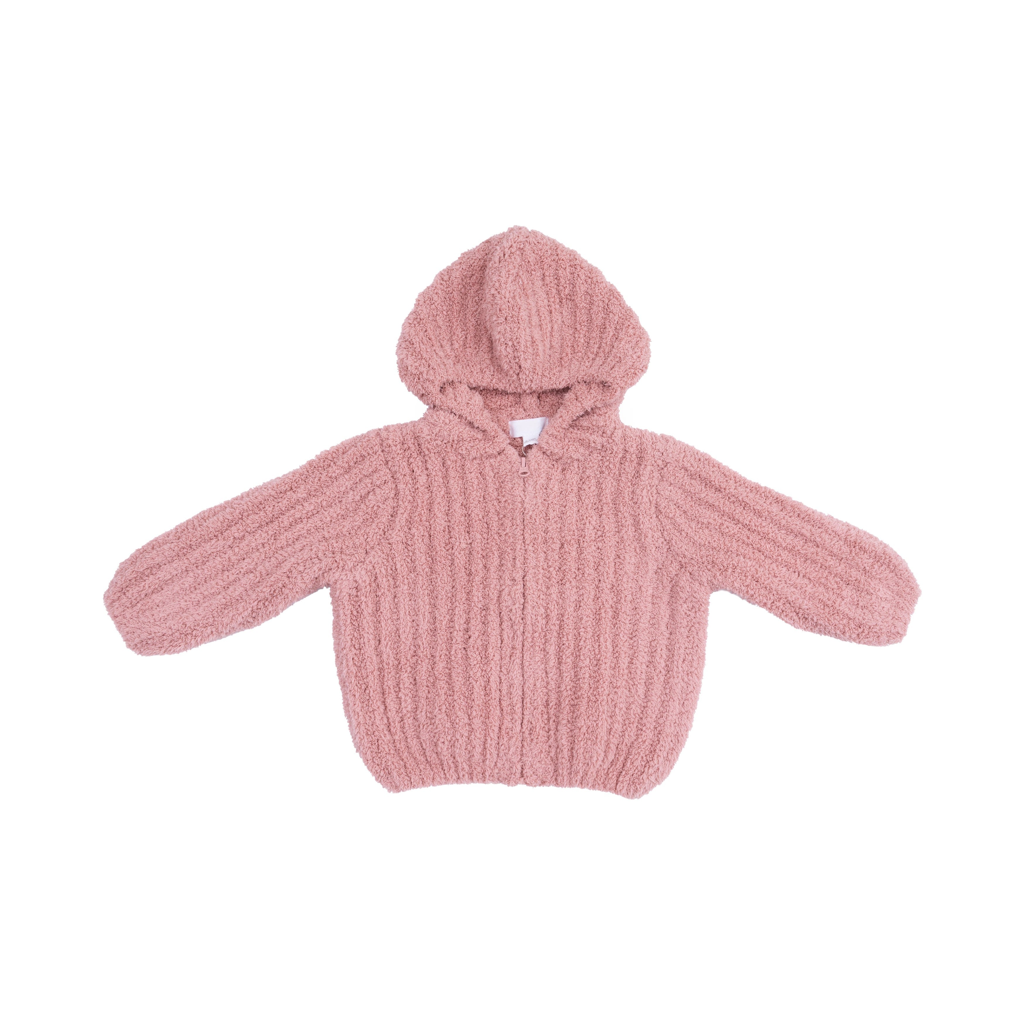 ribbed chenille pink baby girl zip up