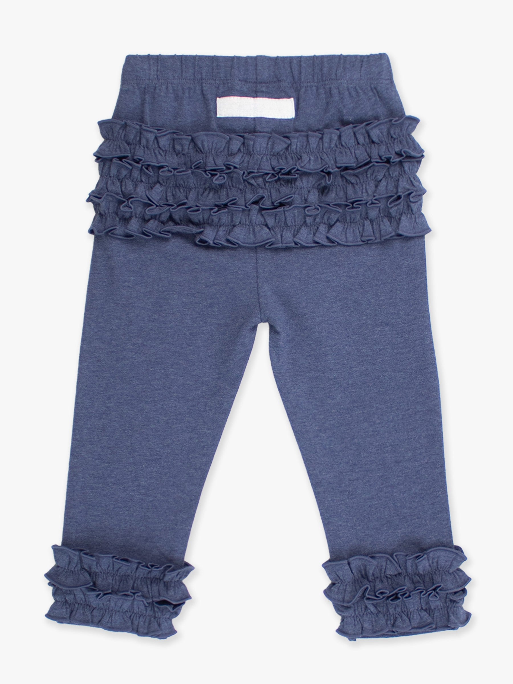 ruffled butt blue leggings for baby and toddler