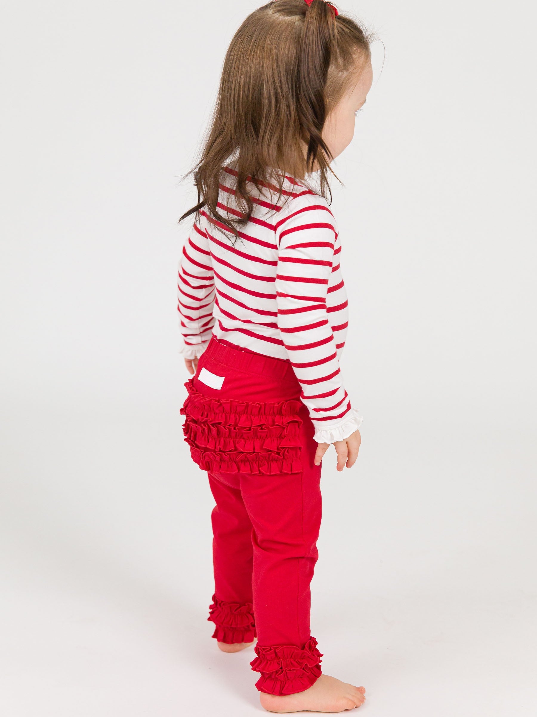 ruffled butt red leggings for baby and toddler girl