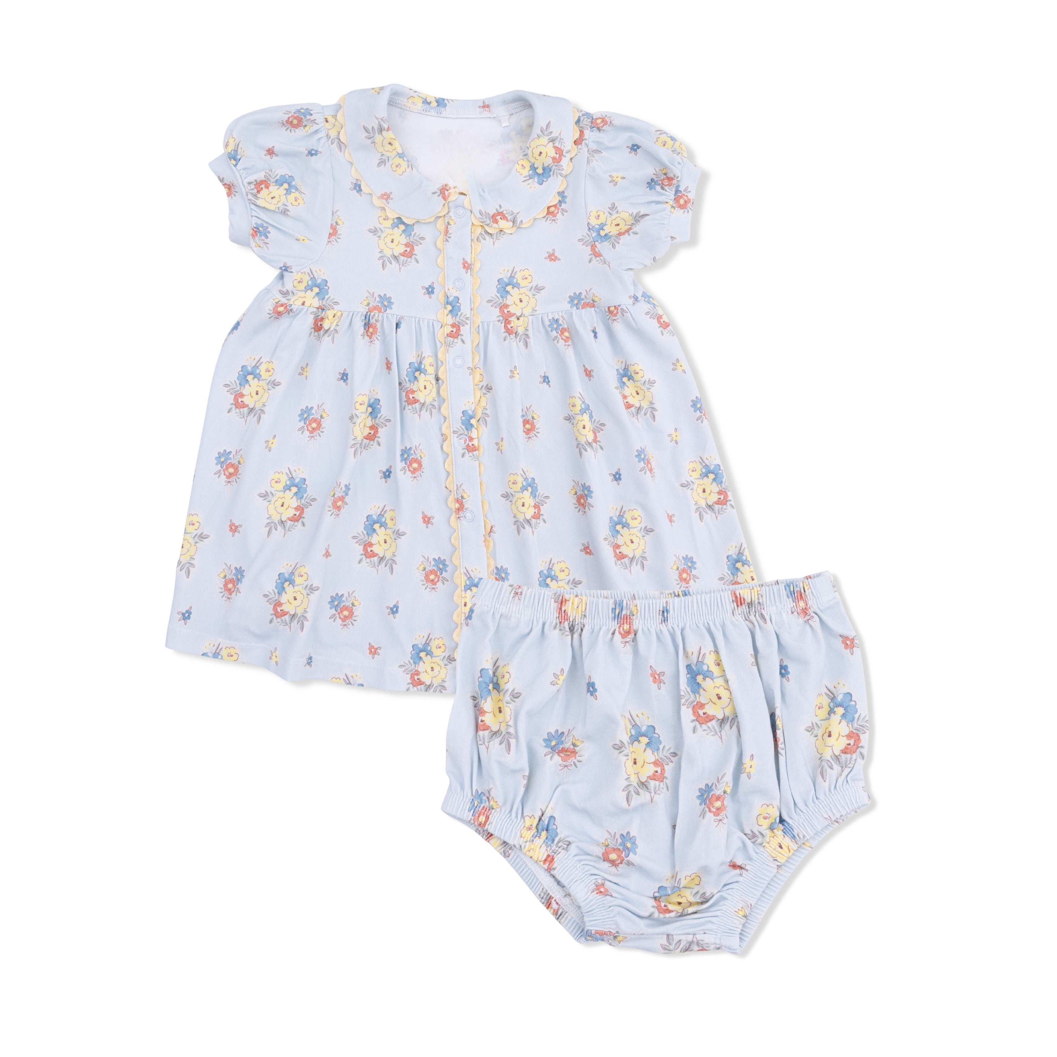 scalloped edged baby girl 2 piece dress set