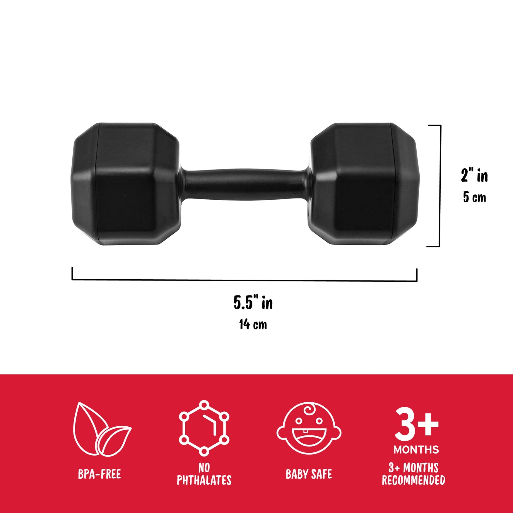 sizing of dumbbell rattle fisher price