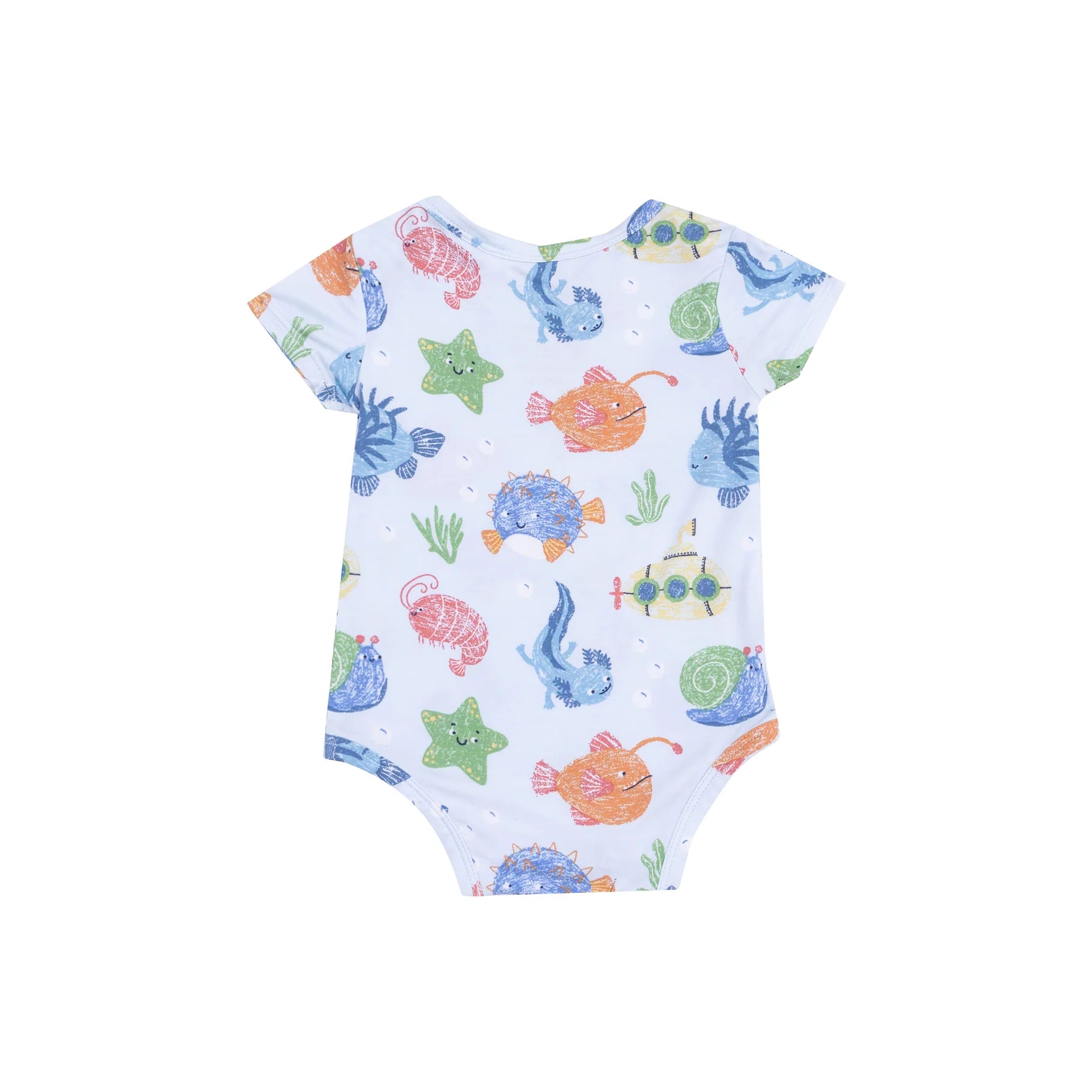 sketched ocean creature baby onesie