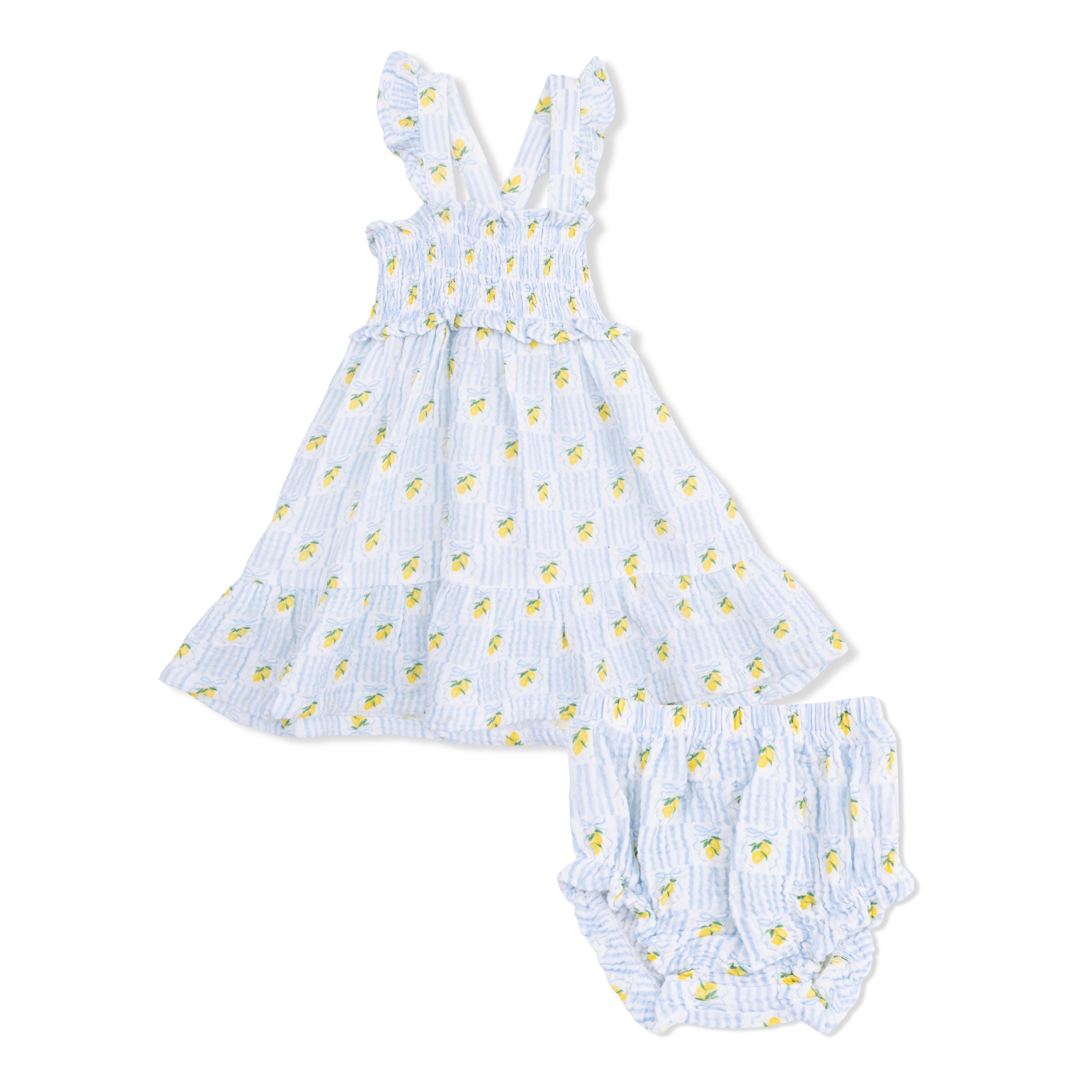 smocked chest organic cotton muslin dress with bloomer for girls