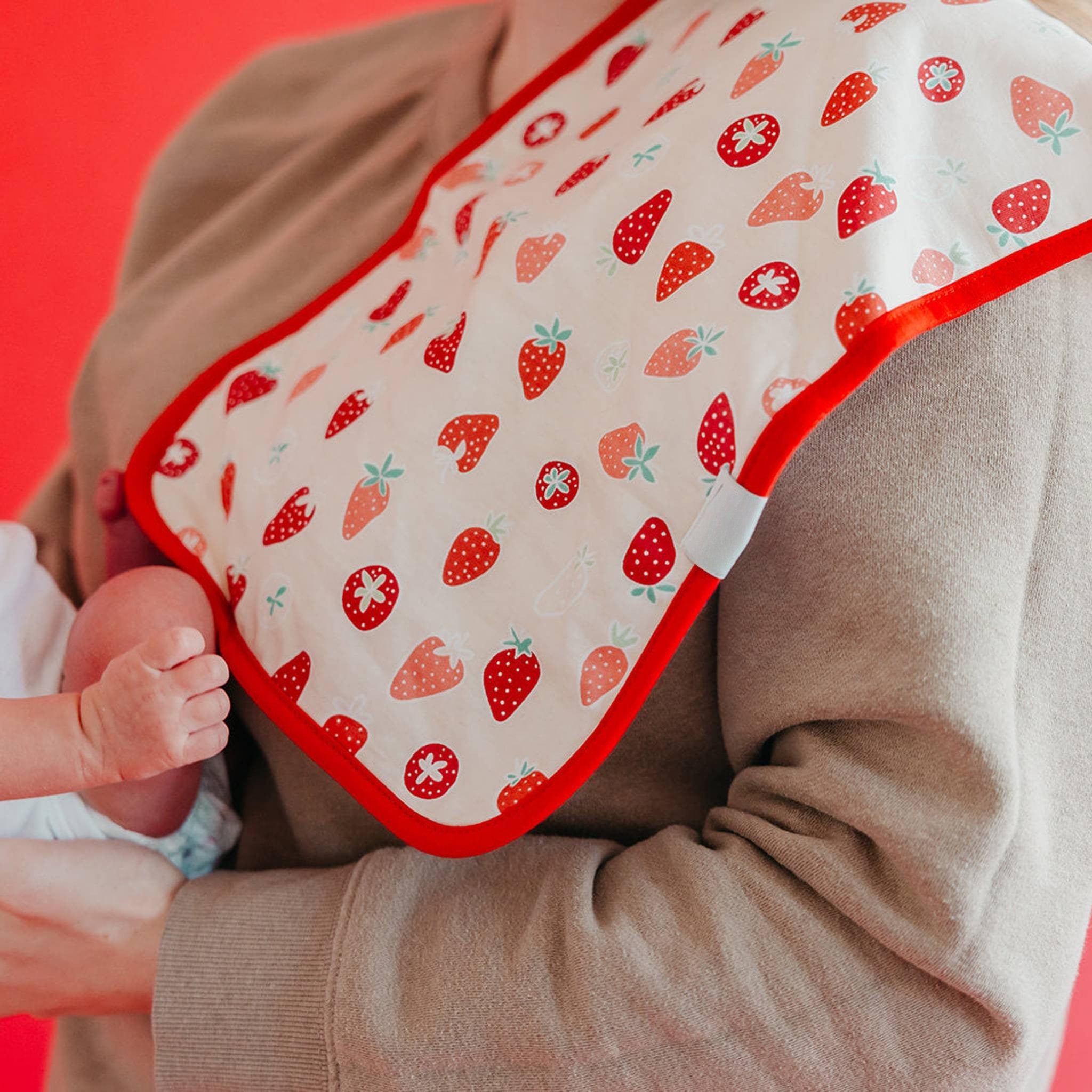 strawberry printed oversized burp cloth