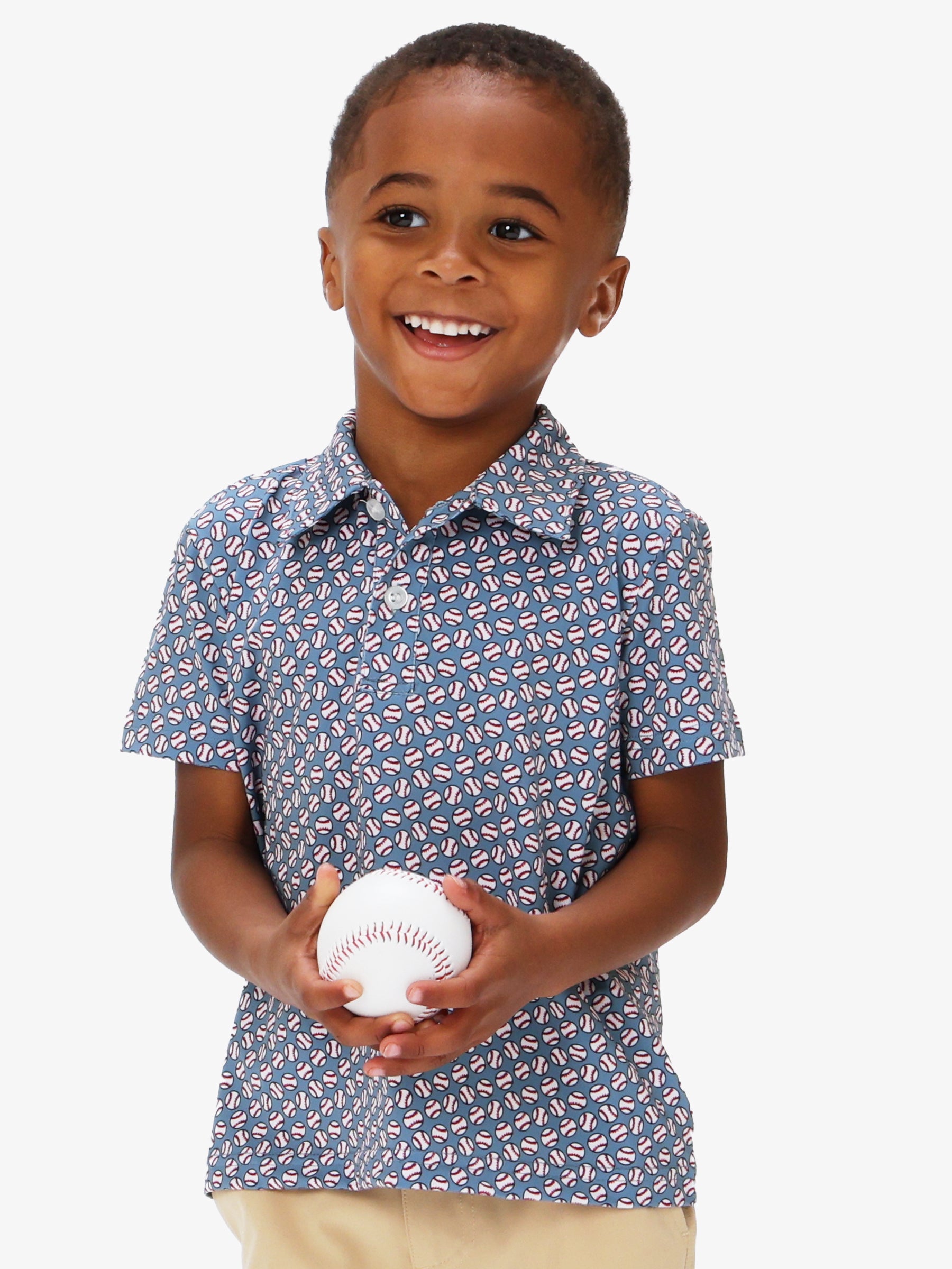 tech wick baseball print polo tee for toddler boys
