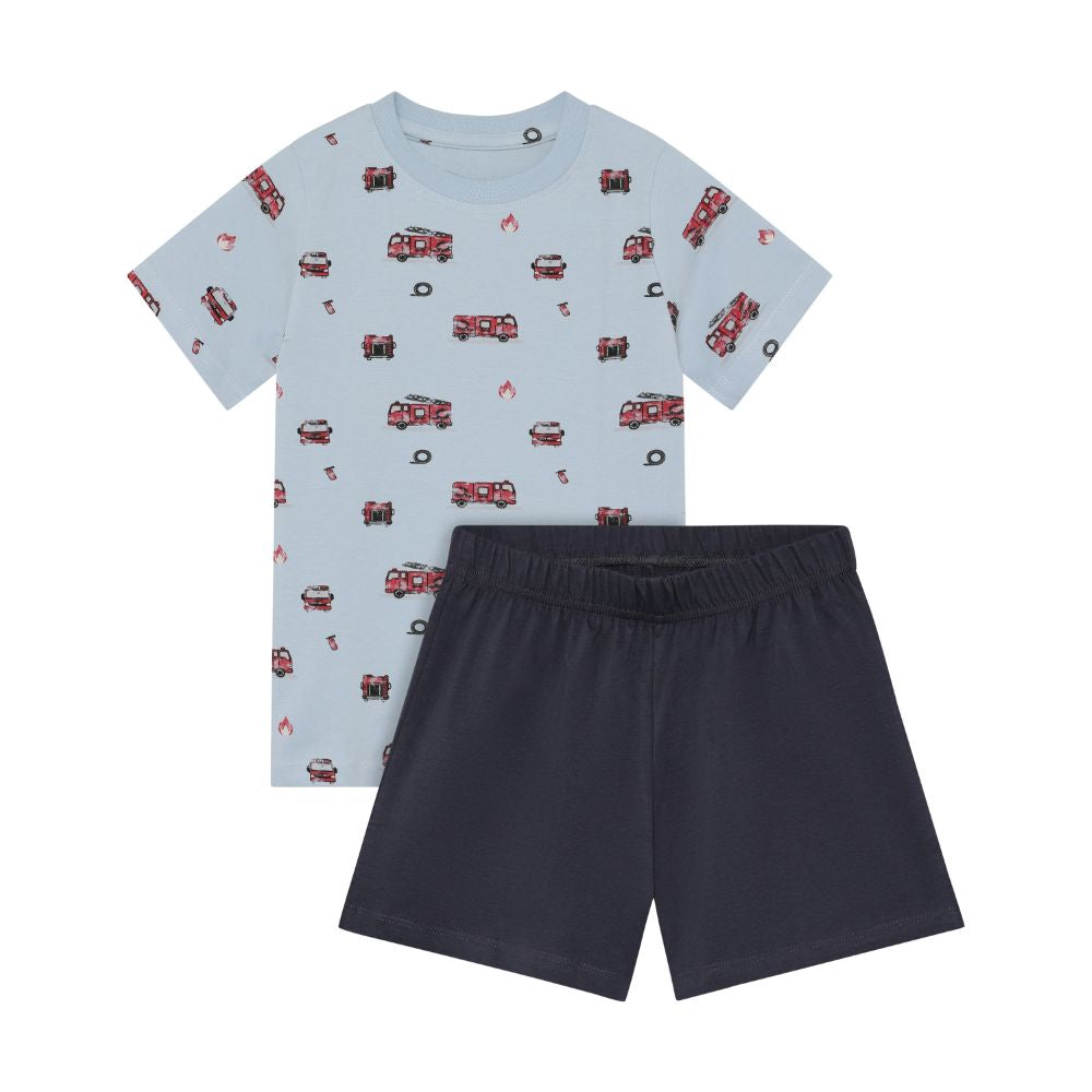 toddler boys firetruck print two piece set