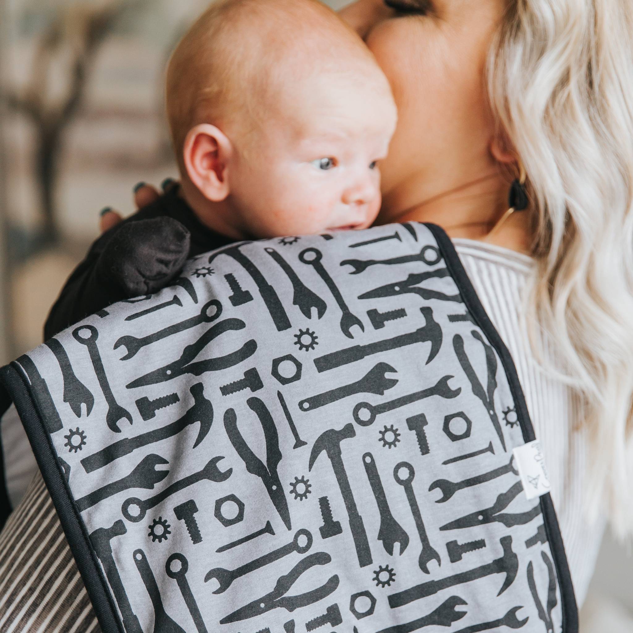 tool set printed burp cloth