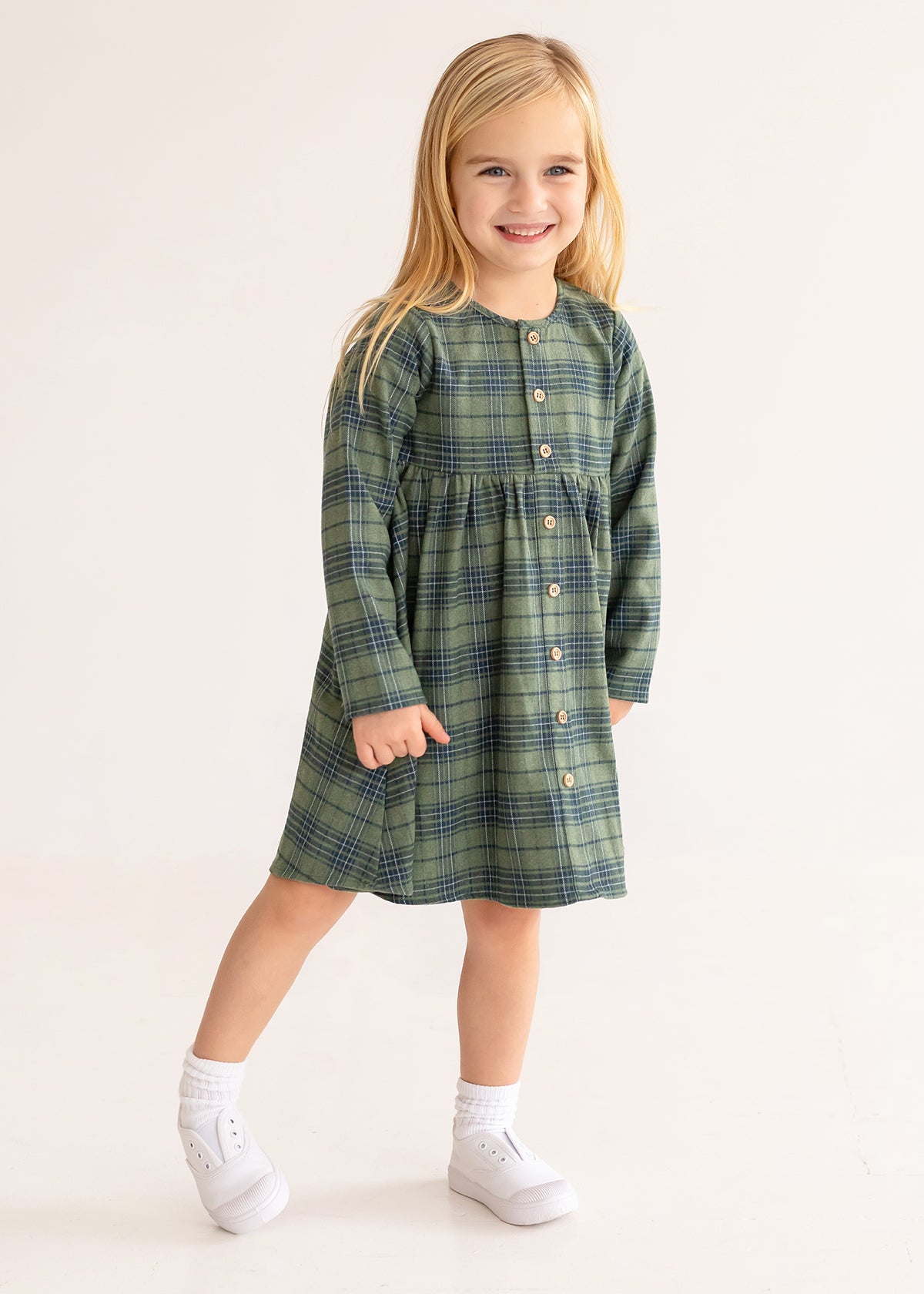 Green Plaid Flannel Dress