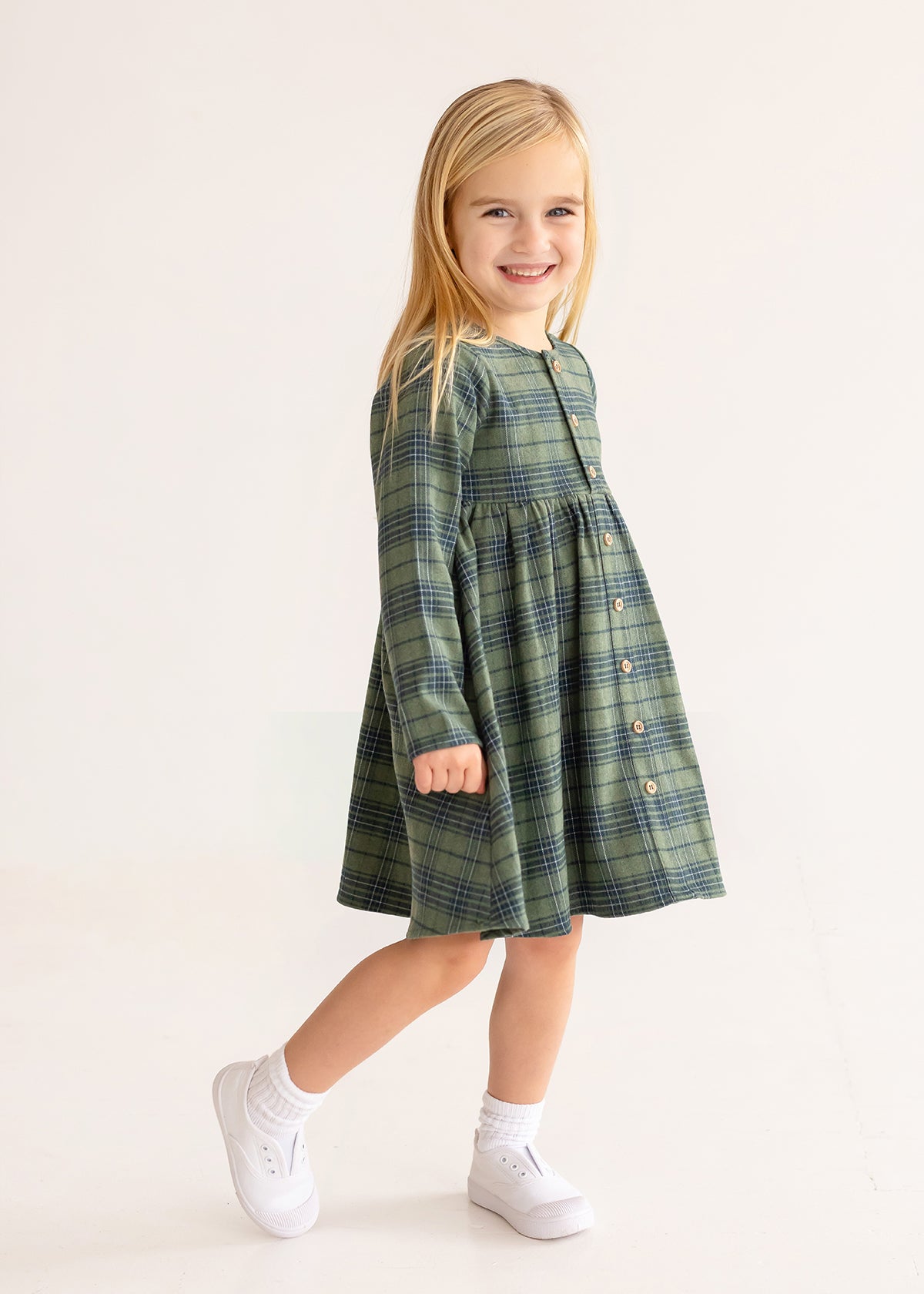 Green Plaid Flannel Dress