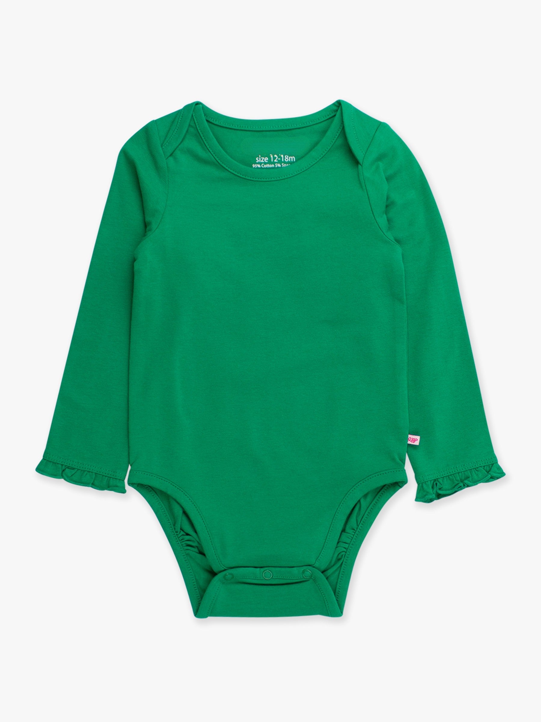 Green Long Ruffle Sleeve Onesie