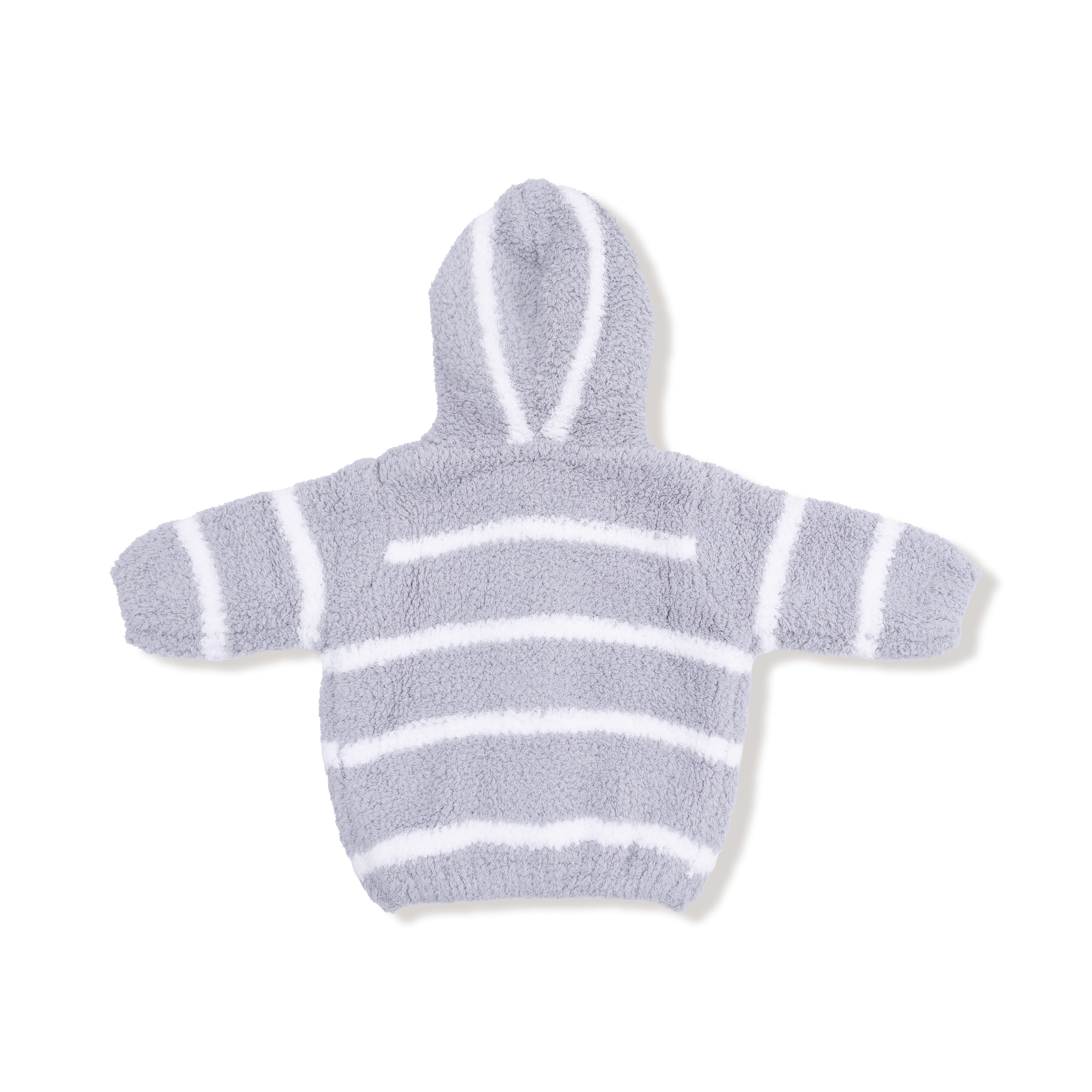 Grey and White Striped Chenille Hoodie