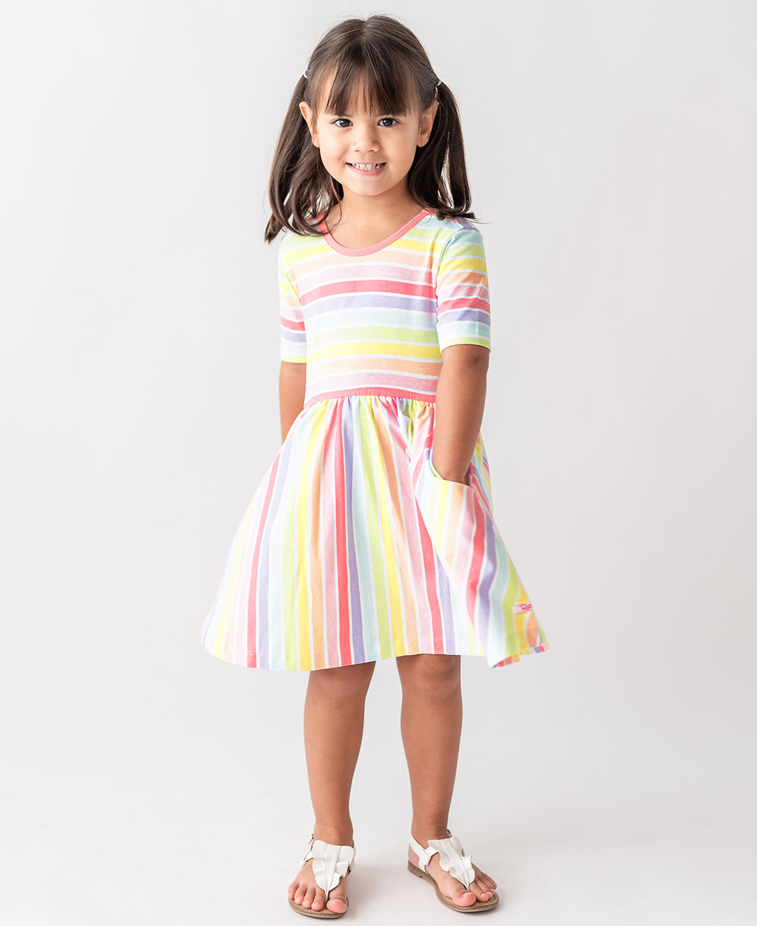 Rainbow Stripe Twirl Dress