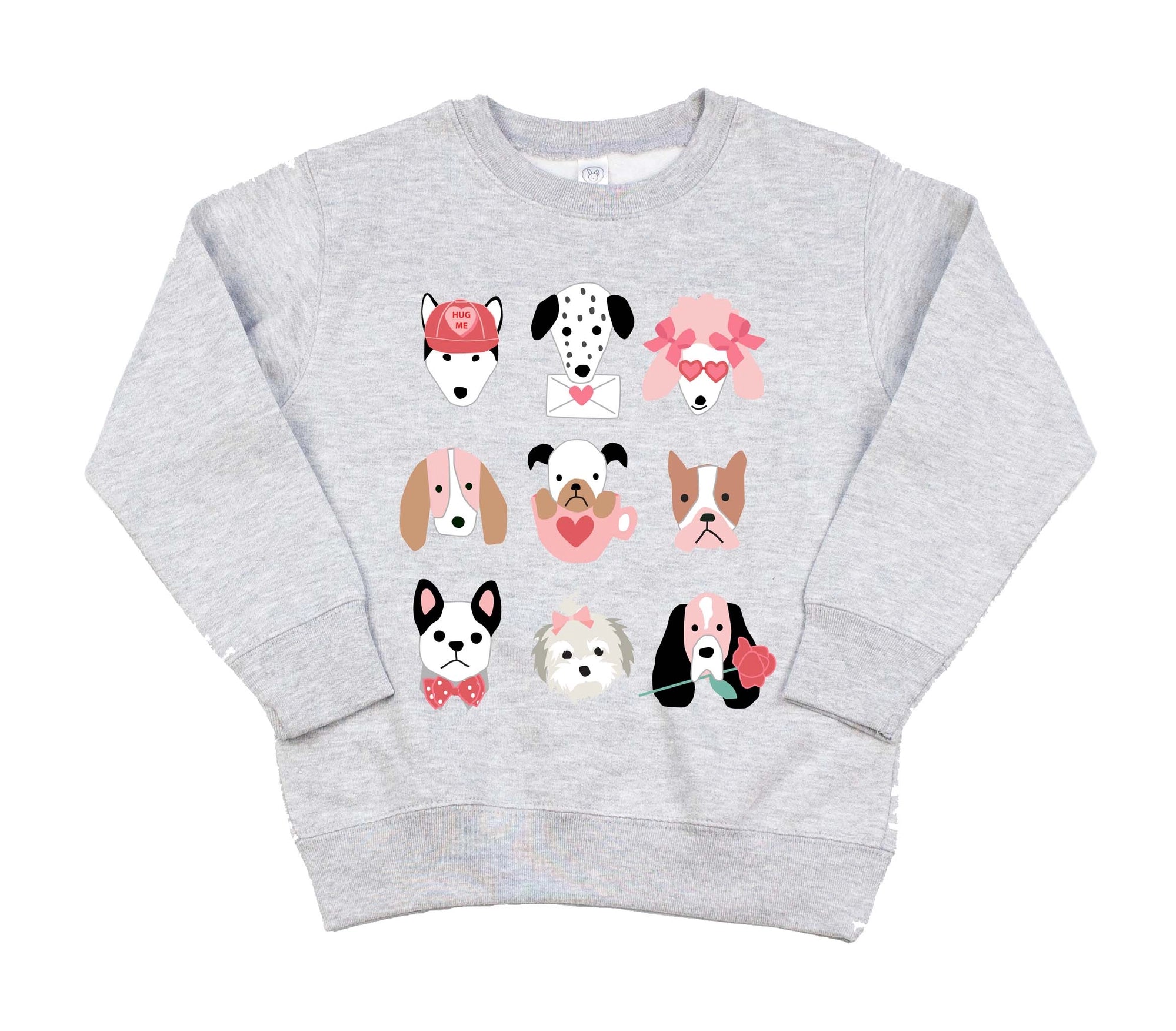 valentines dog grey kids sweatshirt