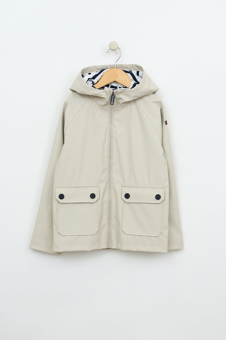 waterproof kids jacket in stone grey