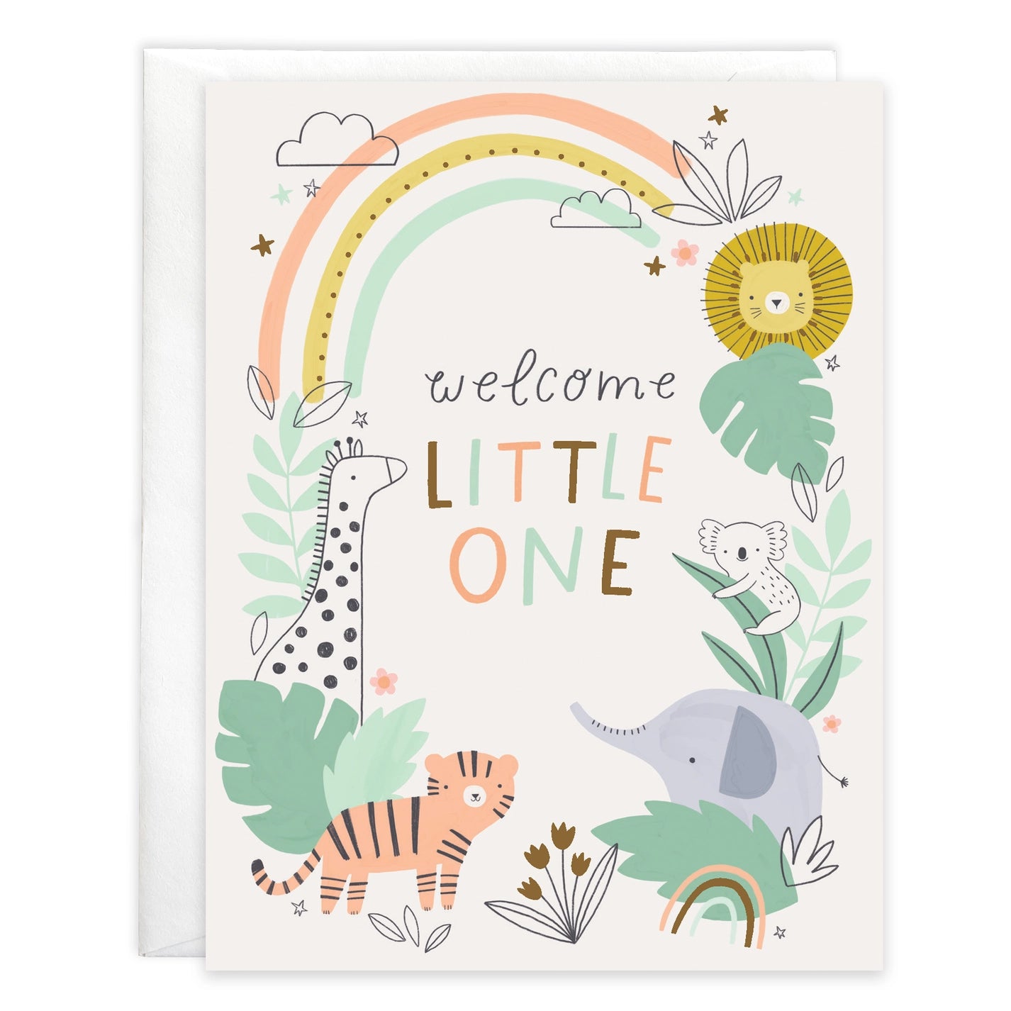 welcome little one safari themed greeting card